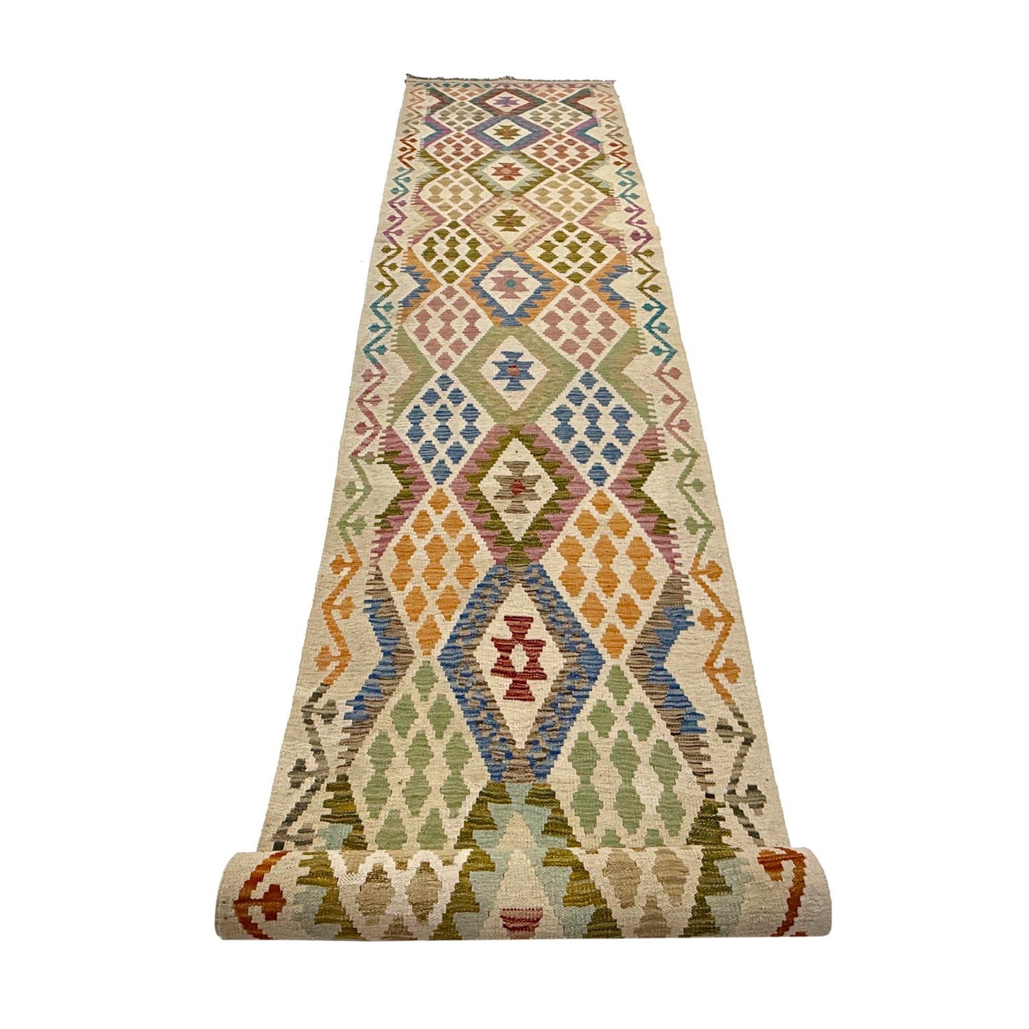 Handmade Multi Kilim Geometric 16' Runner