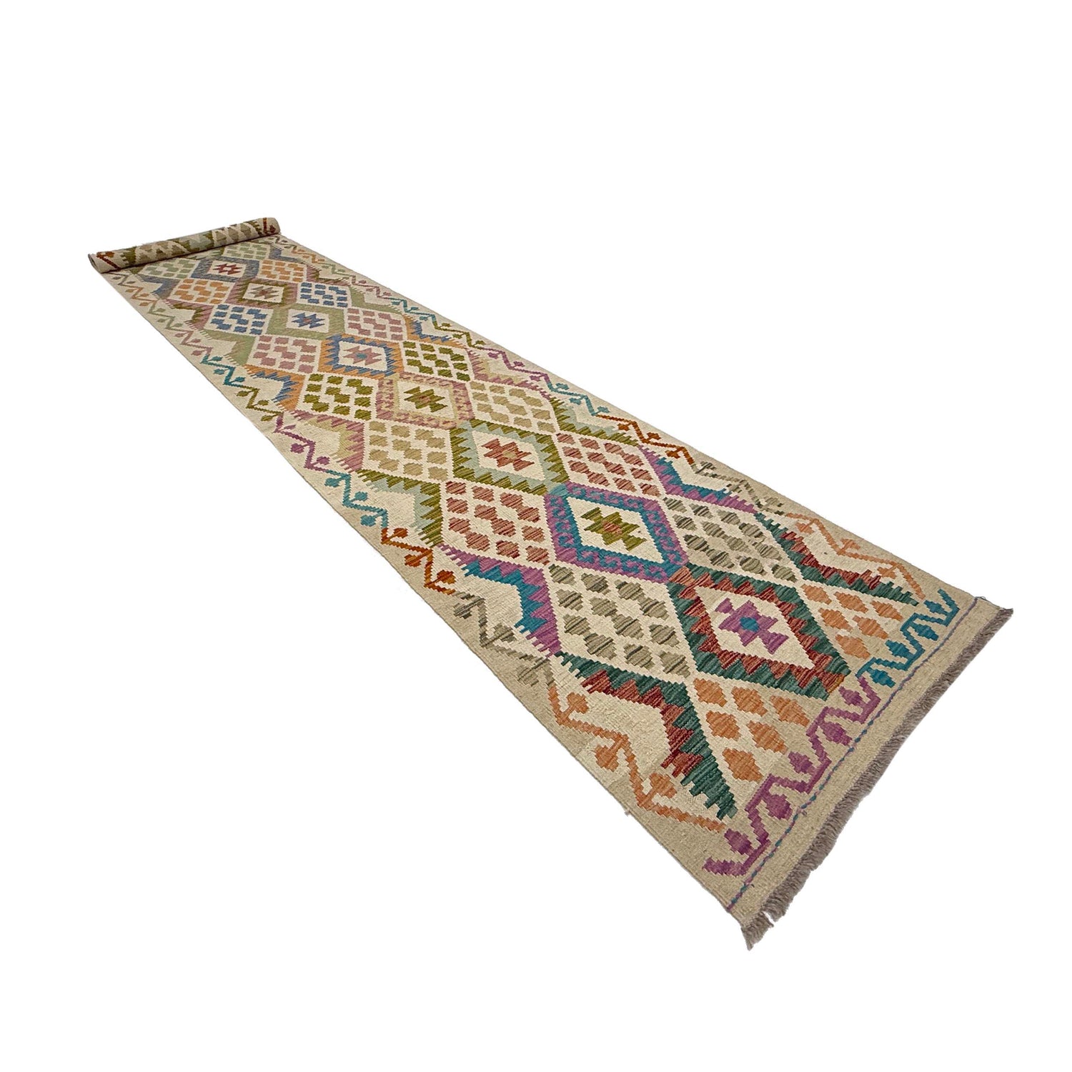 Handmade Multi Kilim Geometric 16' Runner