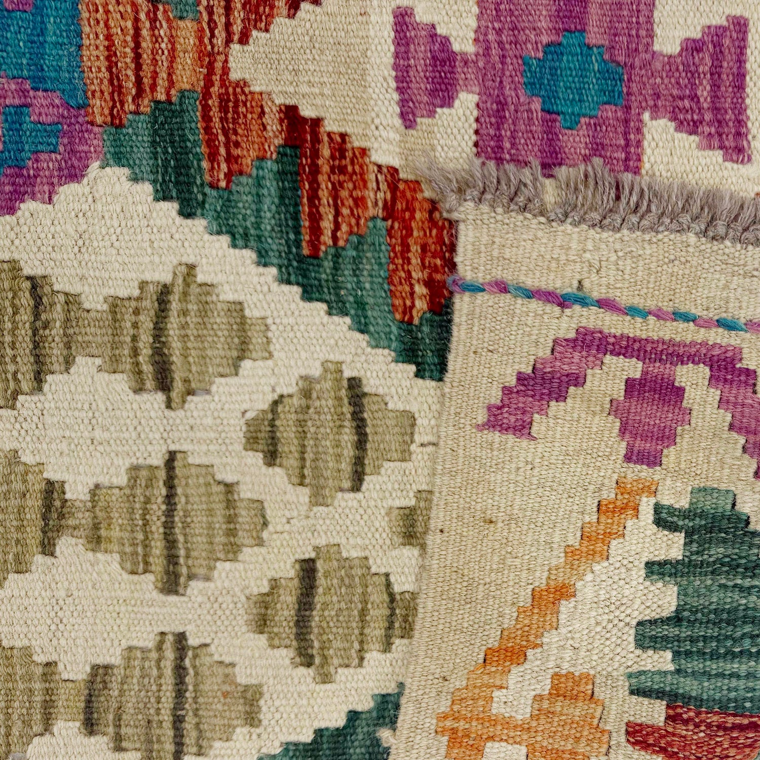 Handmade Multi Kilim Geometric 16' Runner