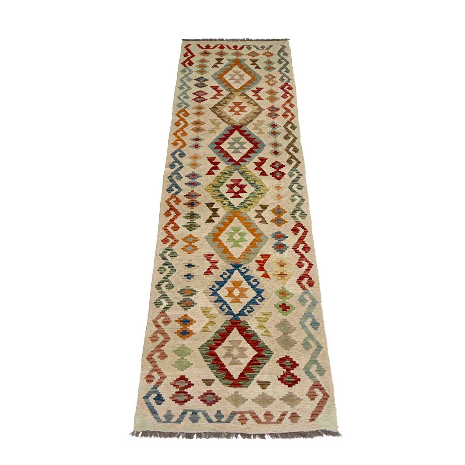Handmade Multi Kilim Geometric 10' Runner