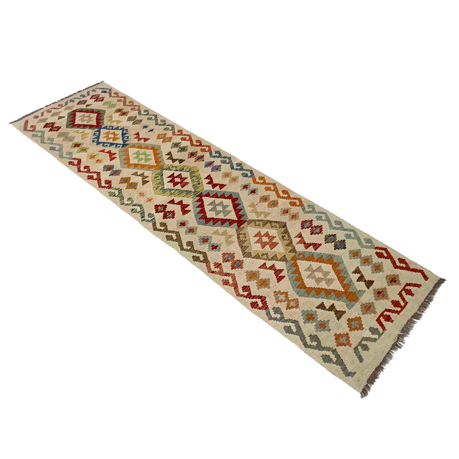 Handmade Multi Kilim Geometric 10' Runner