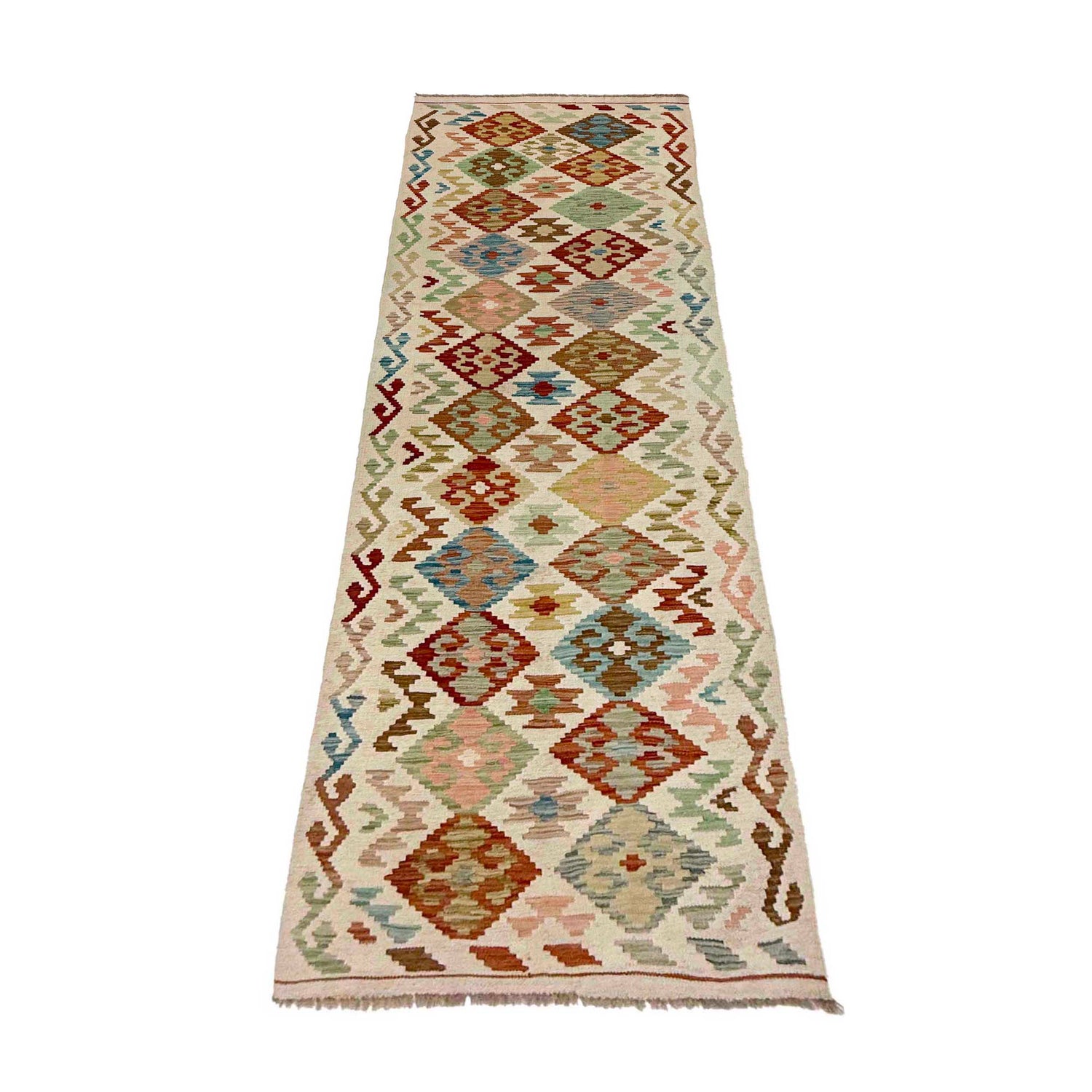 Handmade Multi Kilim Geometric 10' Runner
