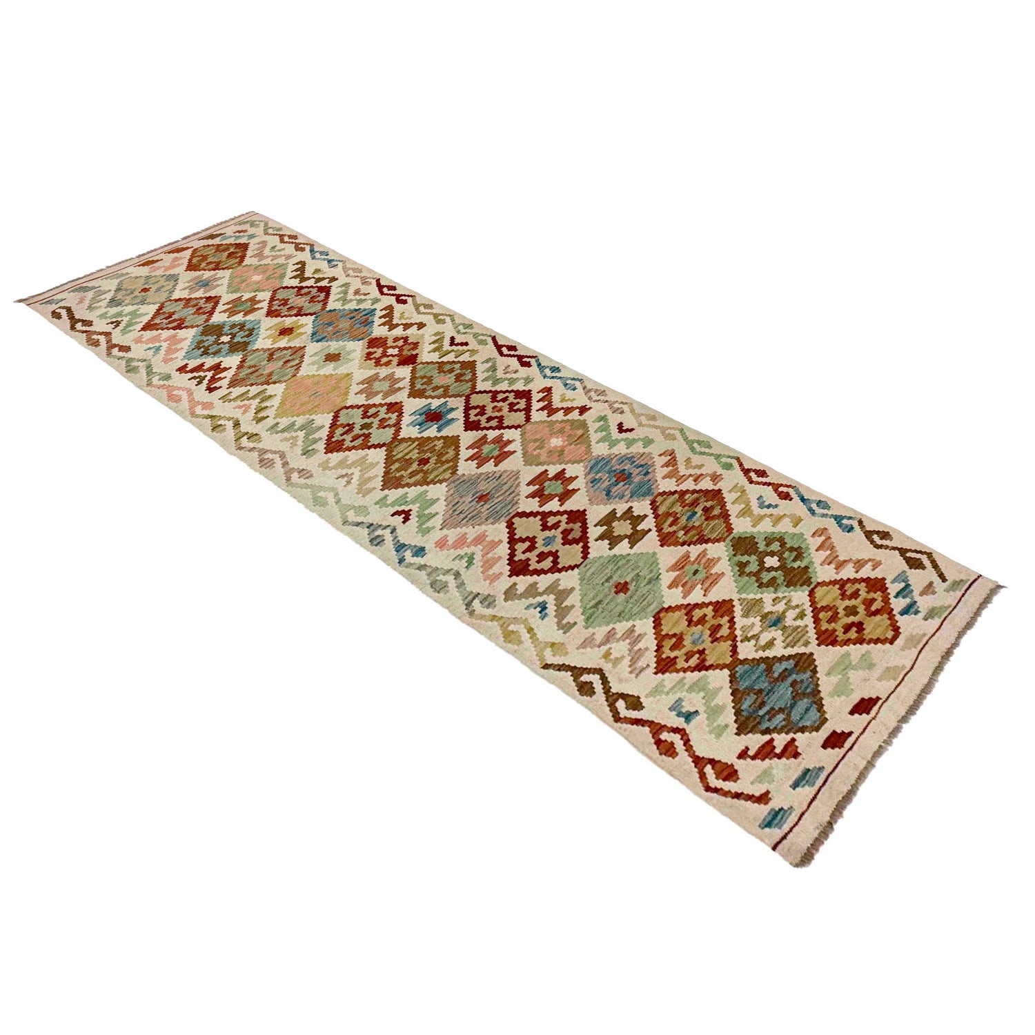 Handmade Multi Kilim Geometric 10' Runner