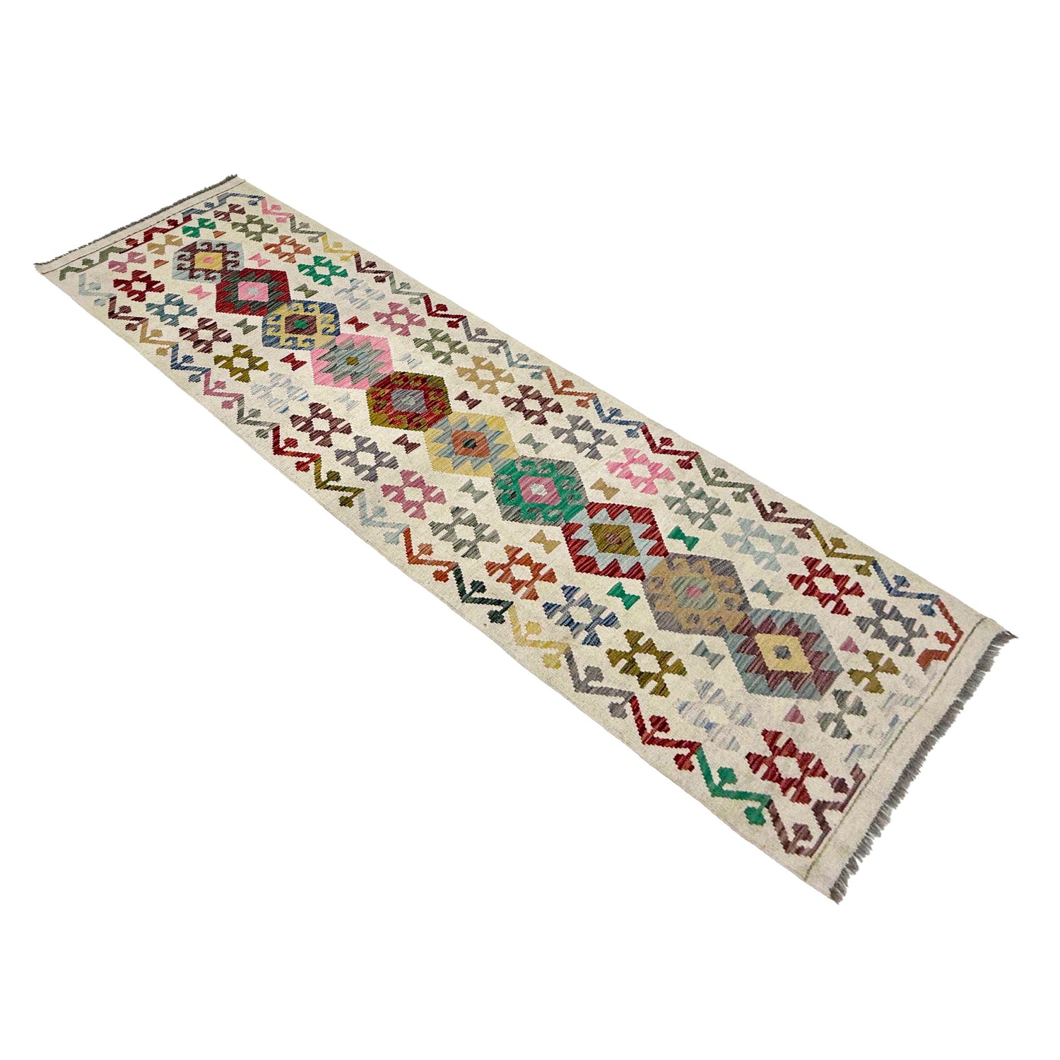 Handmade Multi Kilim Geometric 10' Runner