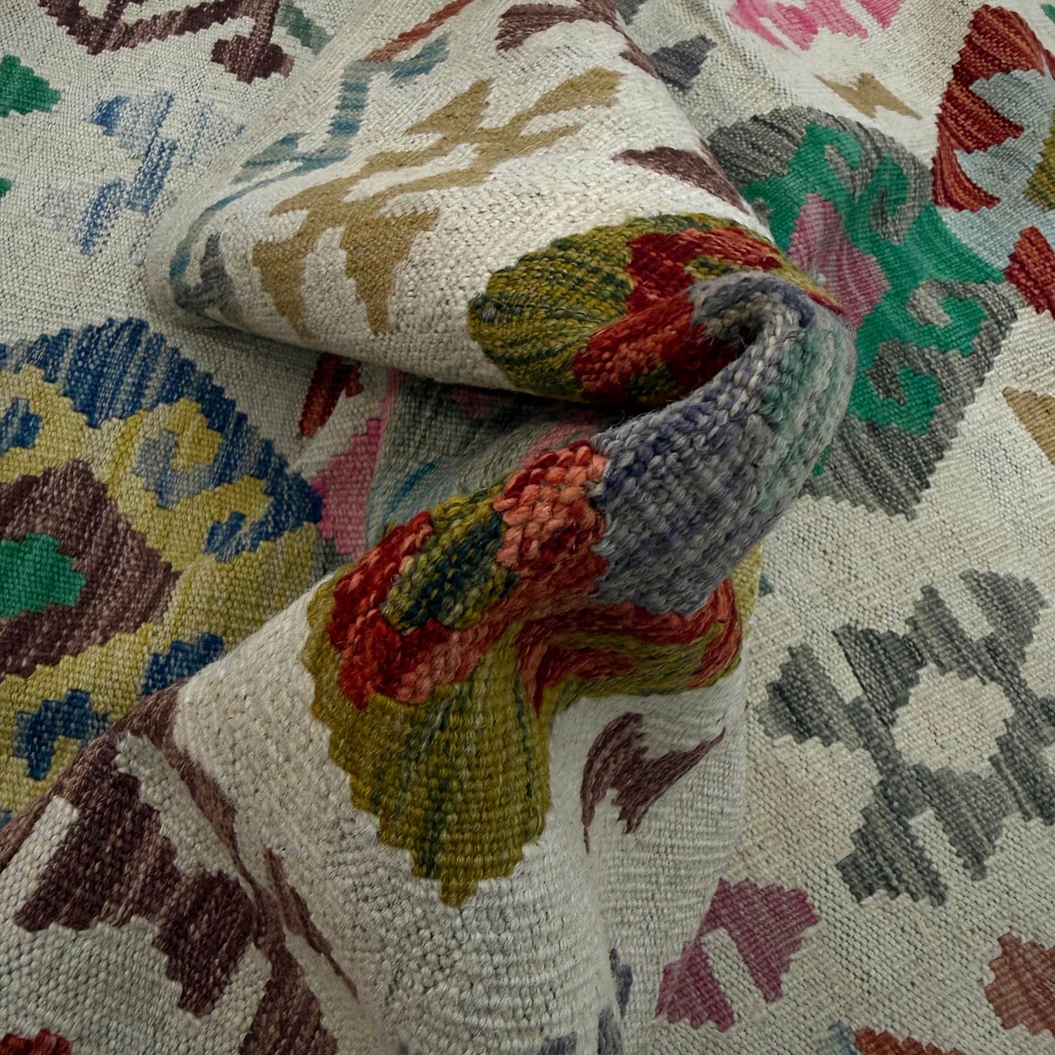 Handmade Multi Kilim Geometric 10' Runner