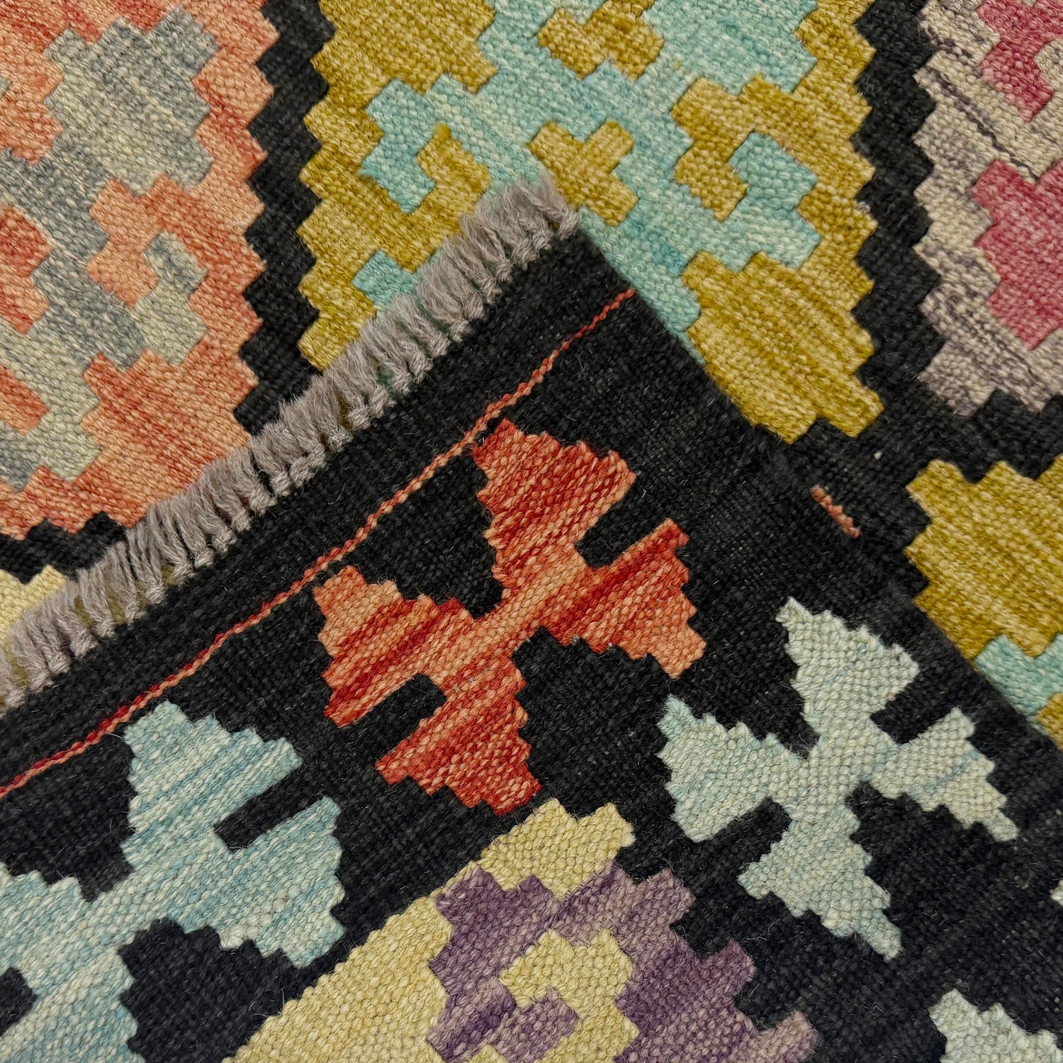 Handmade Multi Kilim Geometric 10' Runner