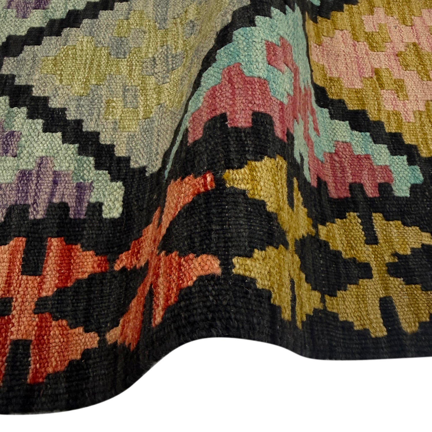 Handmade Multi Kilim Geometric 10' Runner