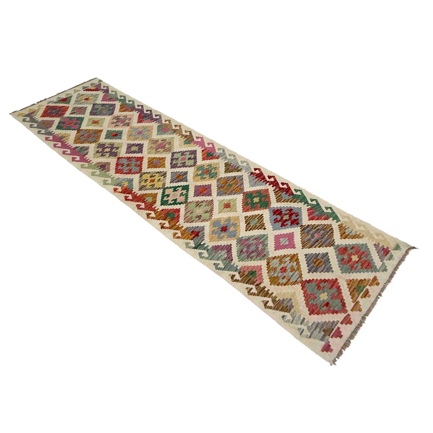 Handmade Multi Kilim Geometric 10' Runner