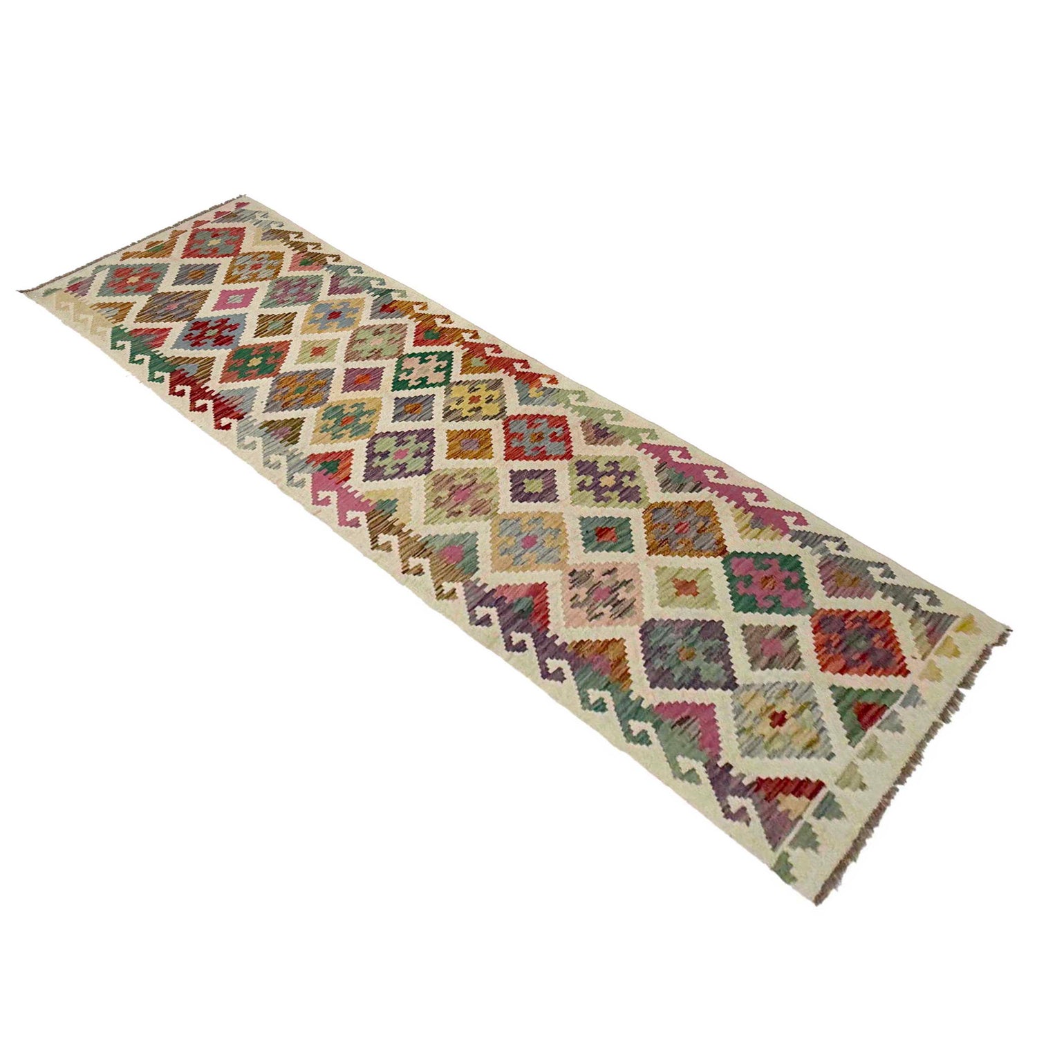 Handmade Multi Kilim Geometric 10' Runner