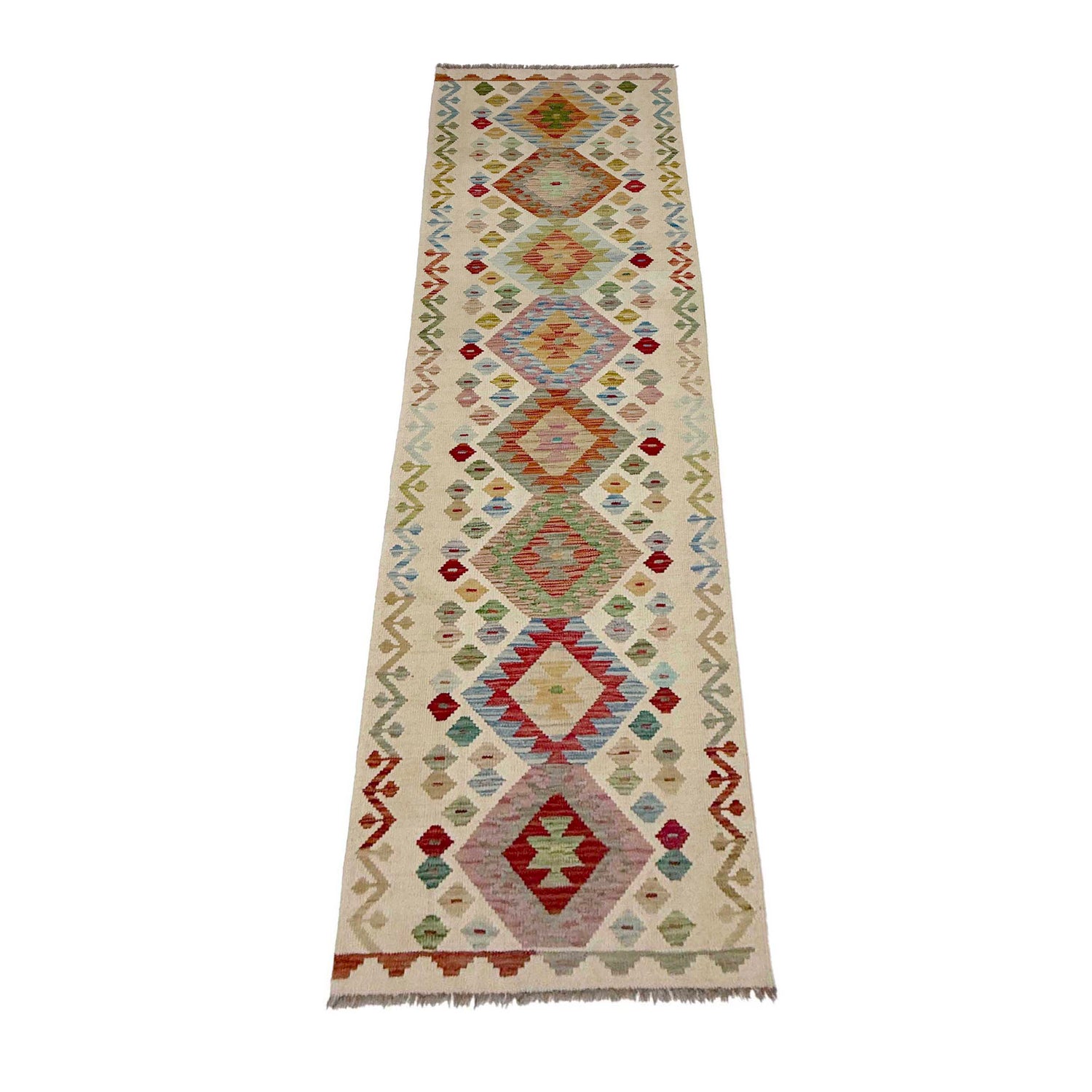 Handmade Multi Kilim Geometric 10' Runner