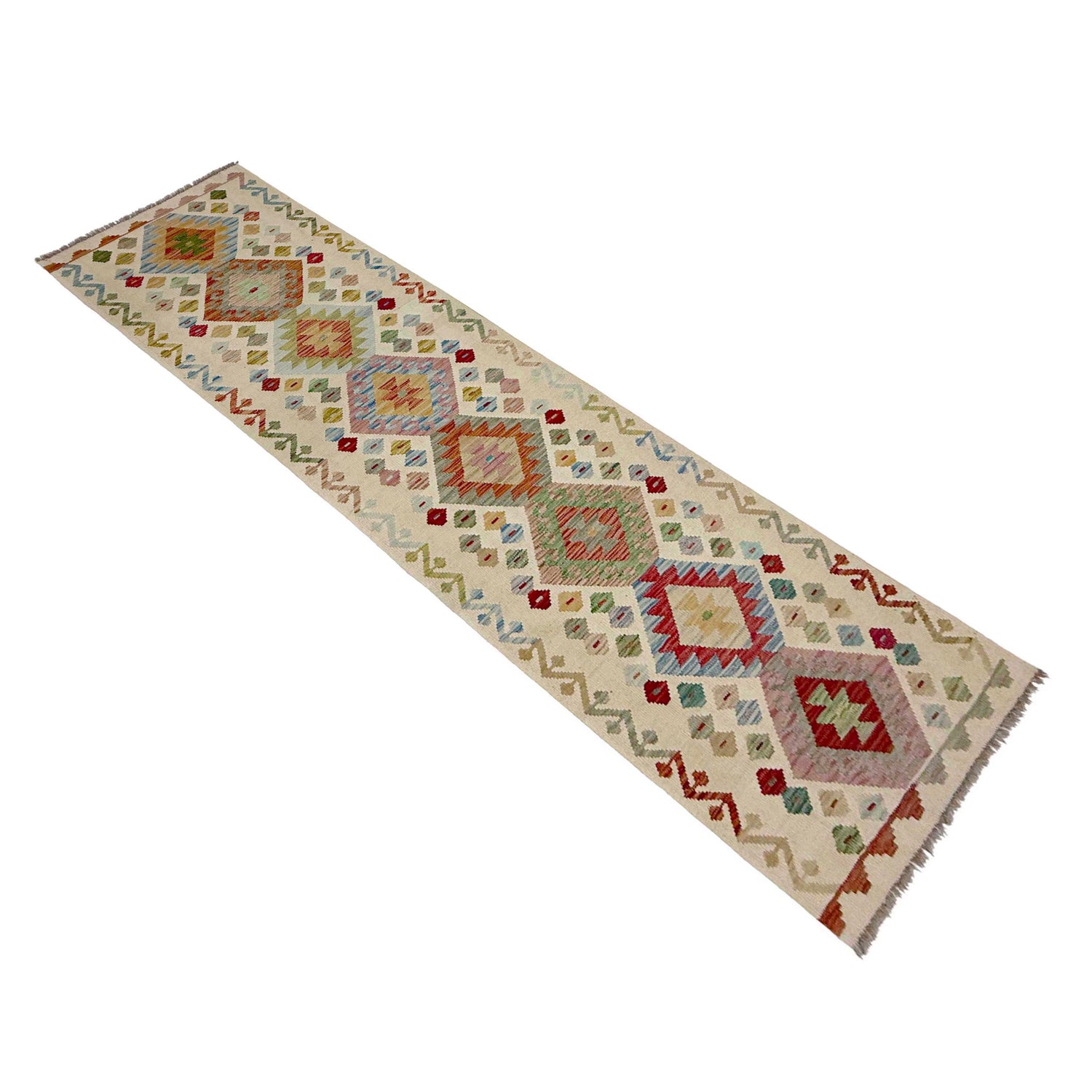Handmade Multi Kilim Geometric 10' Runner