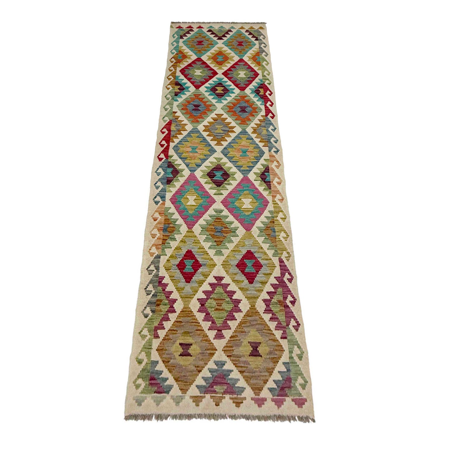 Handmade Multi Kilim Geometric 10' Runner
