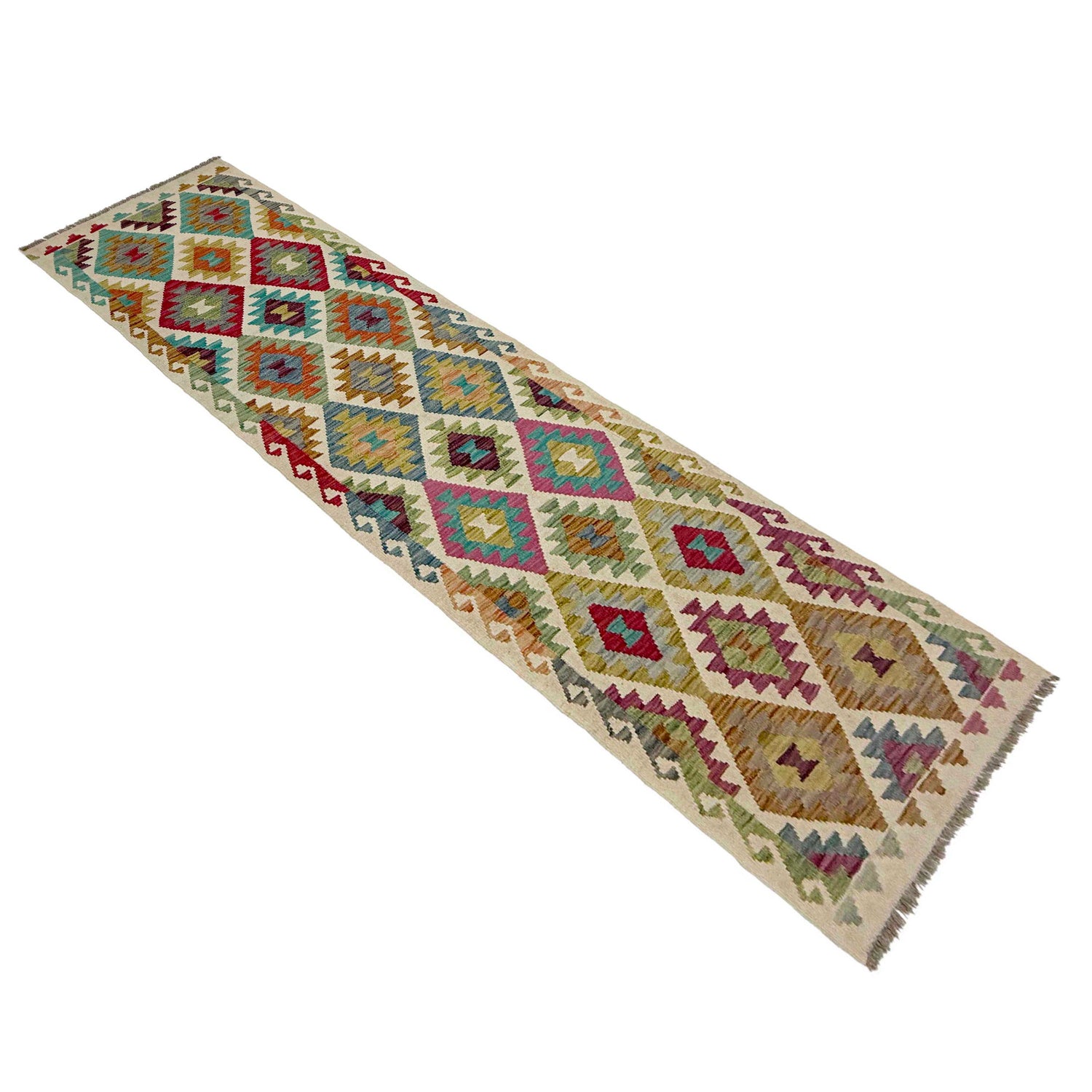 Handmade Multi Kilim Geometric 10' Runner