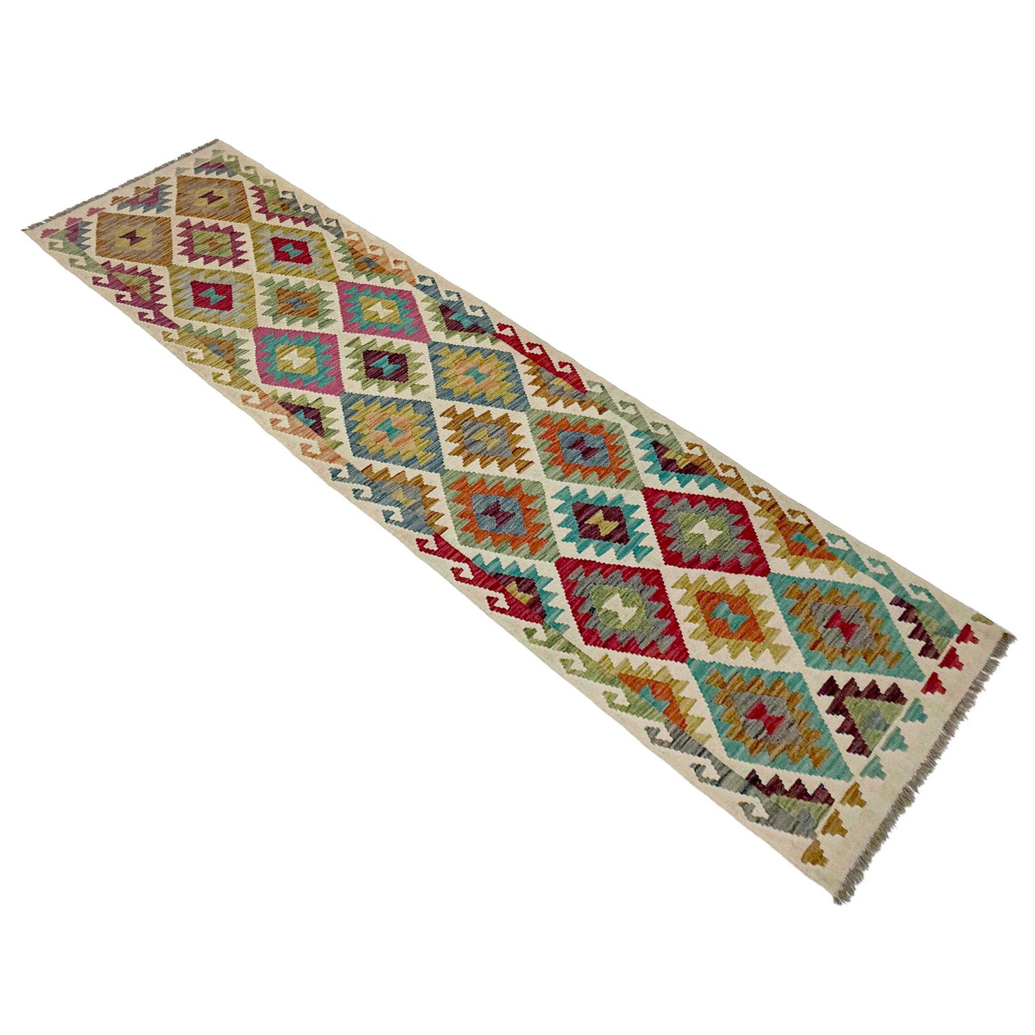 Handmade Multi Kilim Geometric 10' Runner