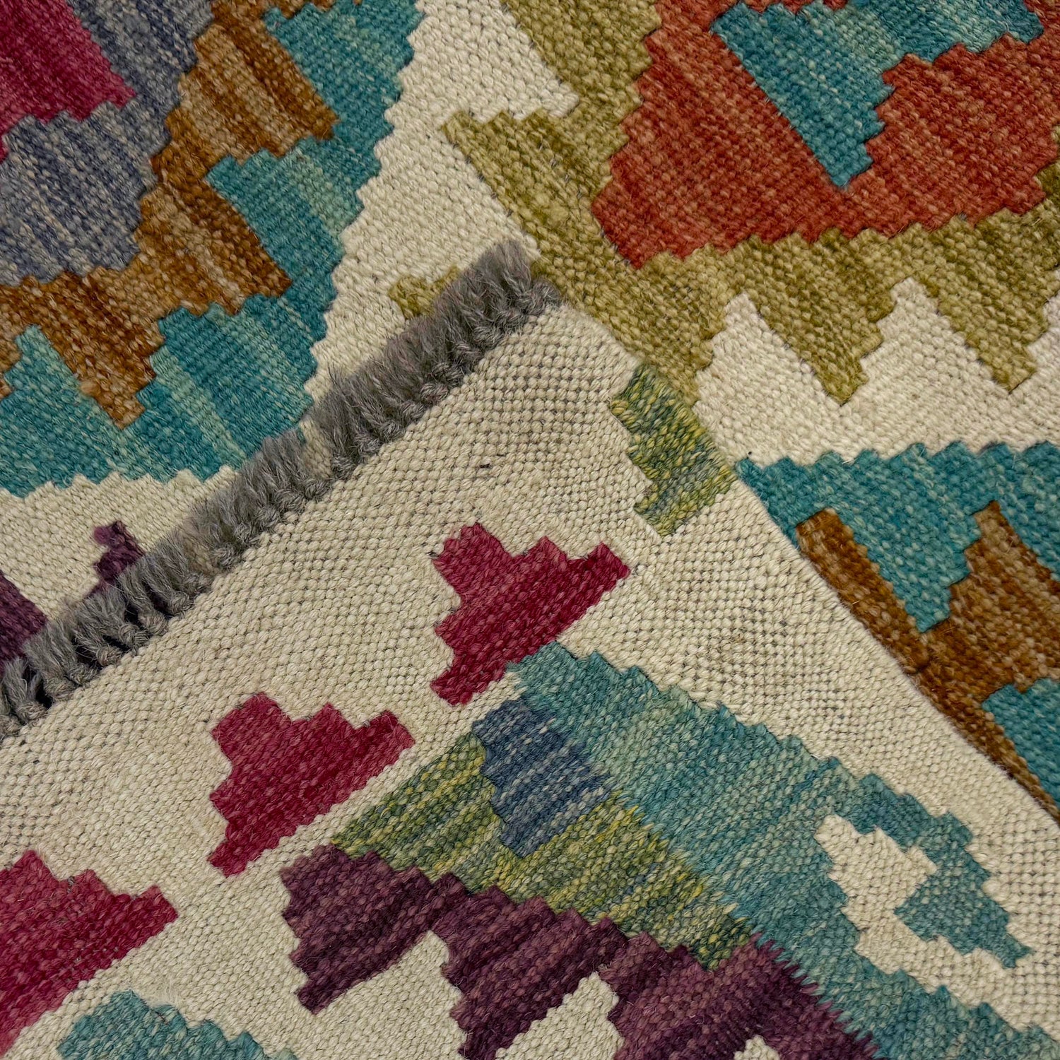 Handmade Multi Kilim Geometric 10' Runner