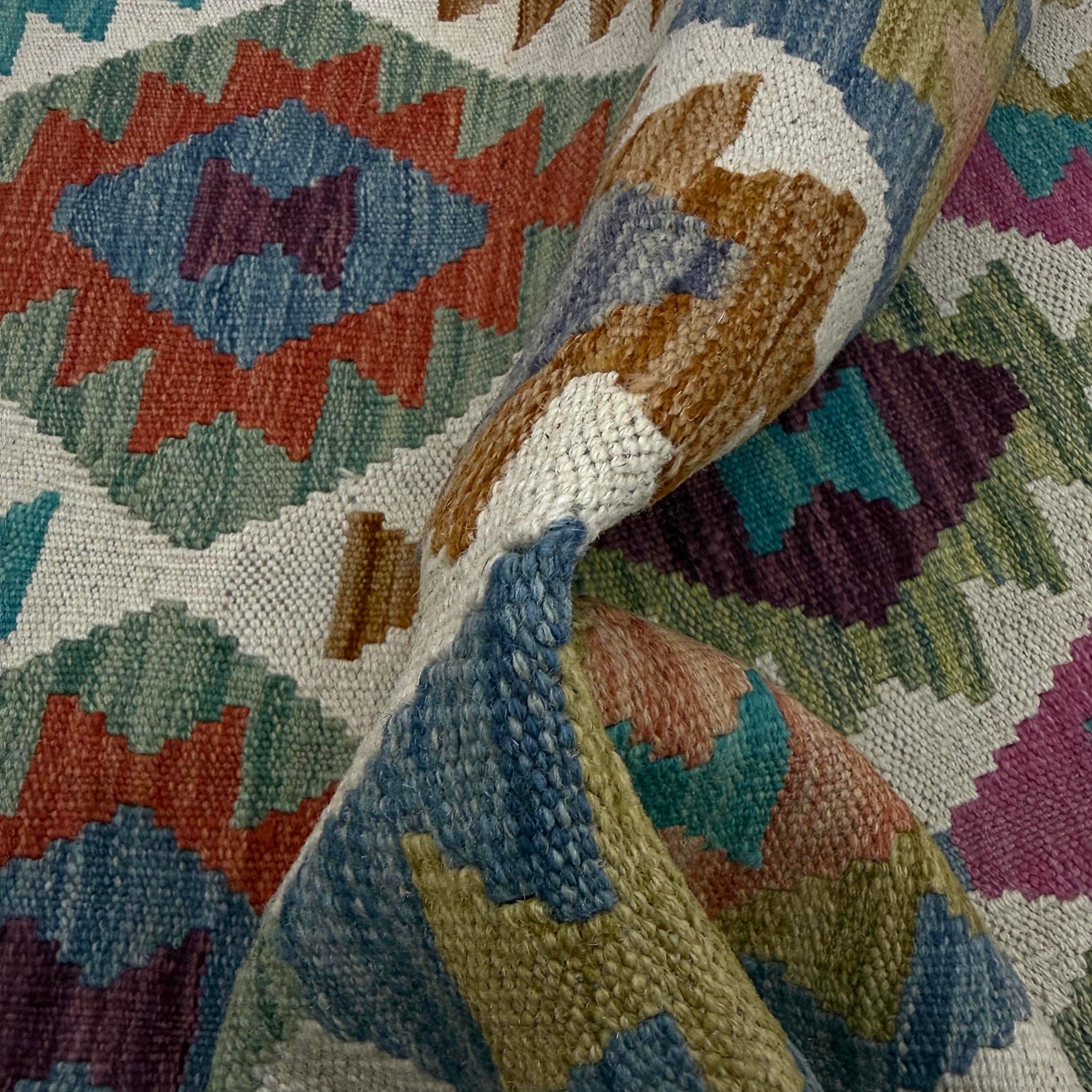 Handmade Multi Kilim Geometric 10' Runner