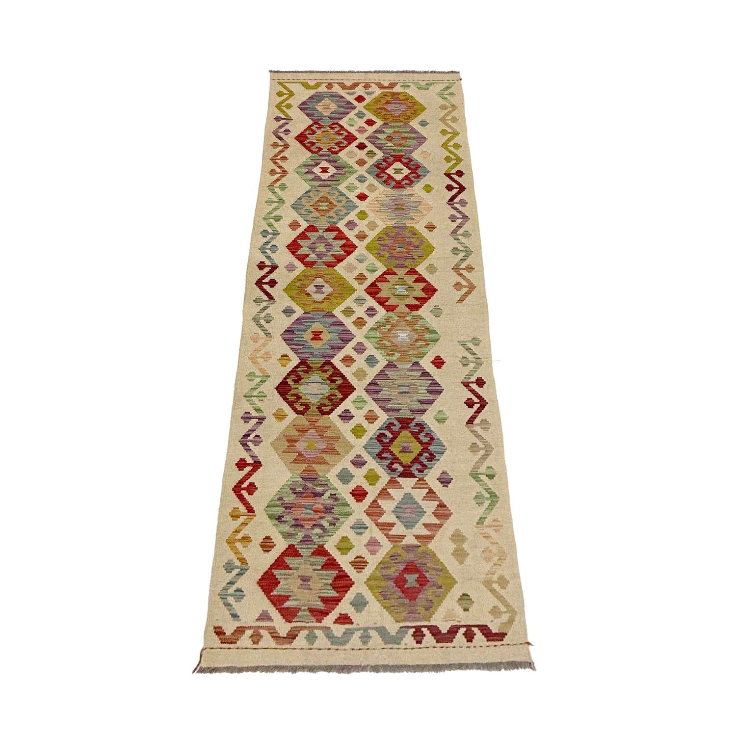 Handmade Multi Kilim Geometric 10' Runner