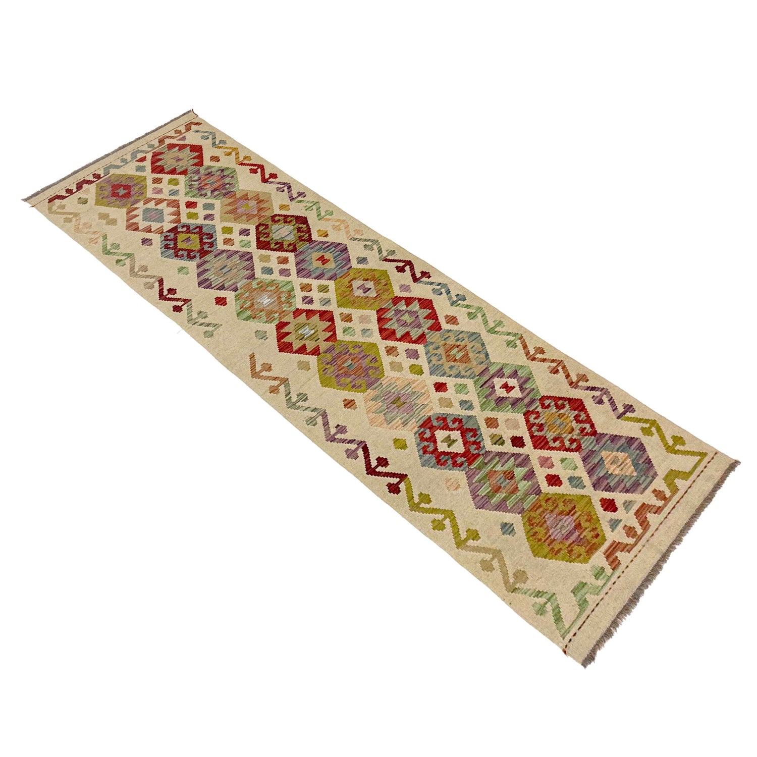 Handmade Multi Kilim Geometric 10' Runner
