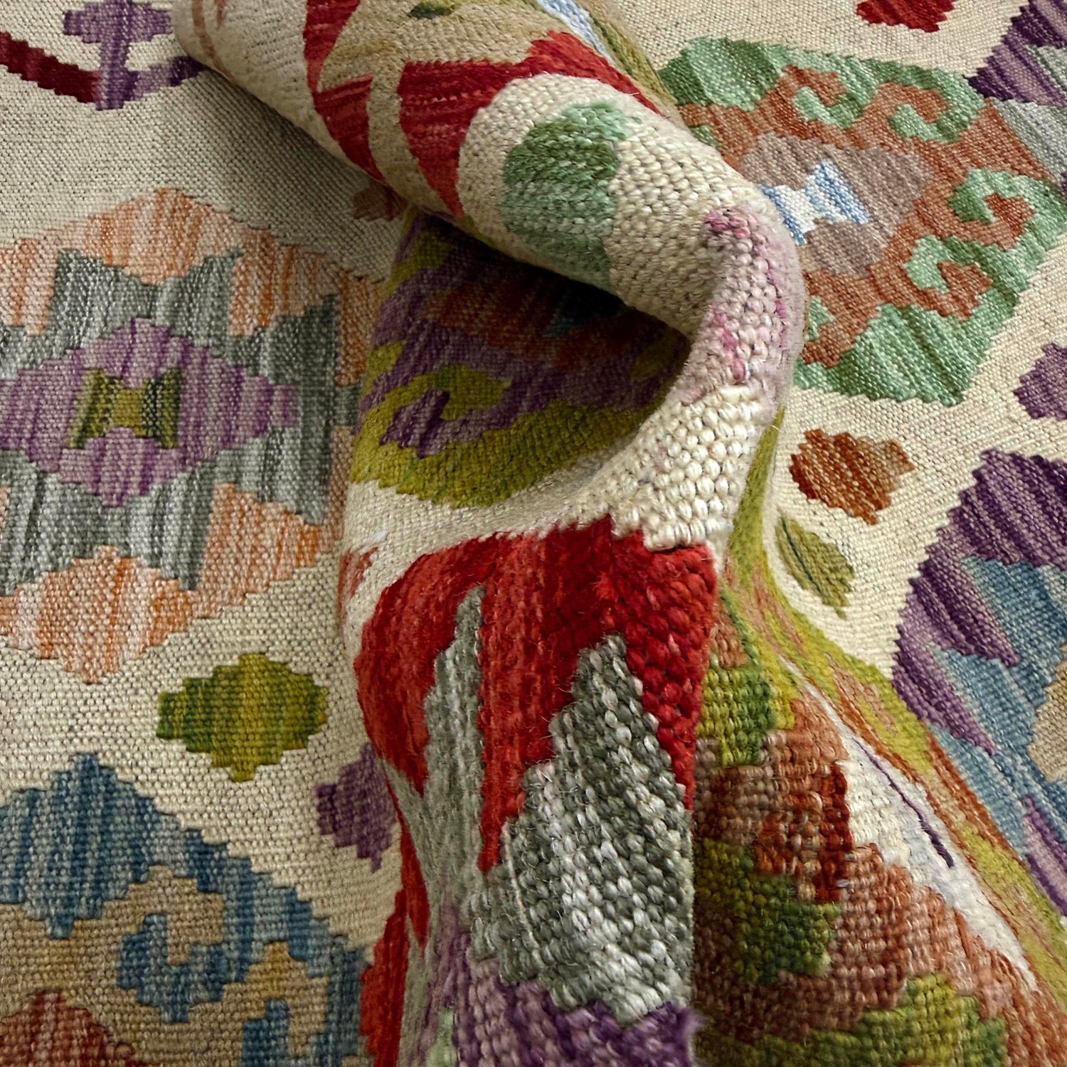 Handmade Multi Kilim Geometric 10' Runner