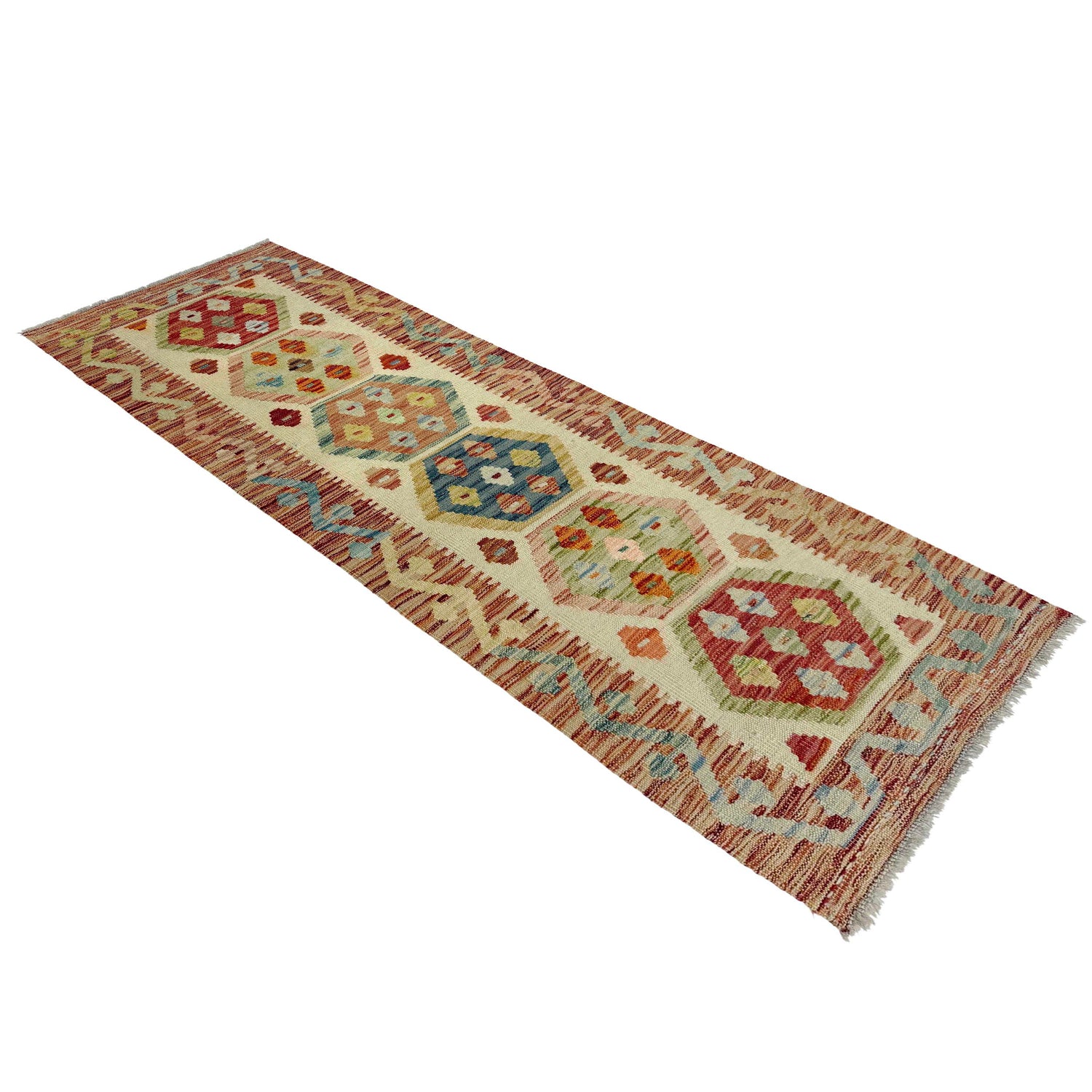 Handmade Multi Kilim Geometric 6' Runner