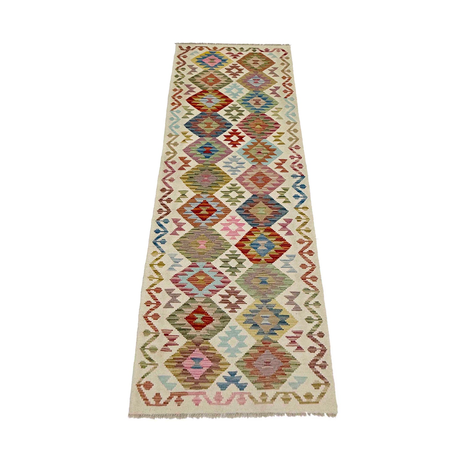 Handmade Multi Kilim Geometric 10' Runner