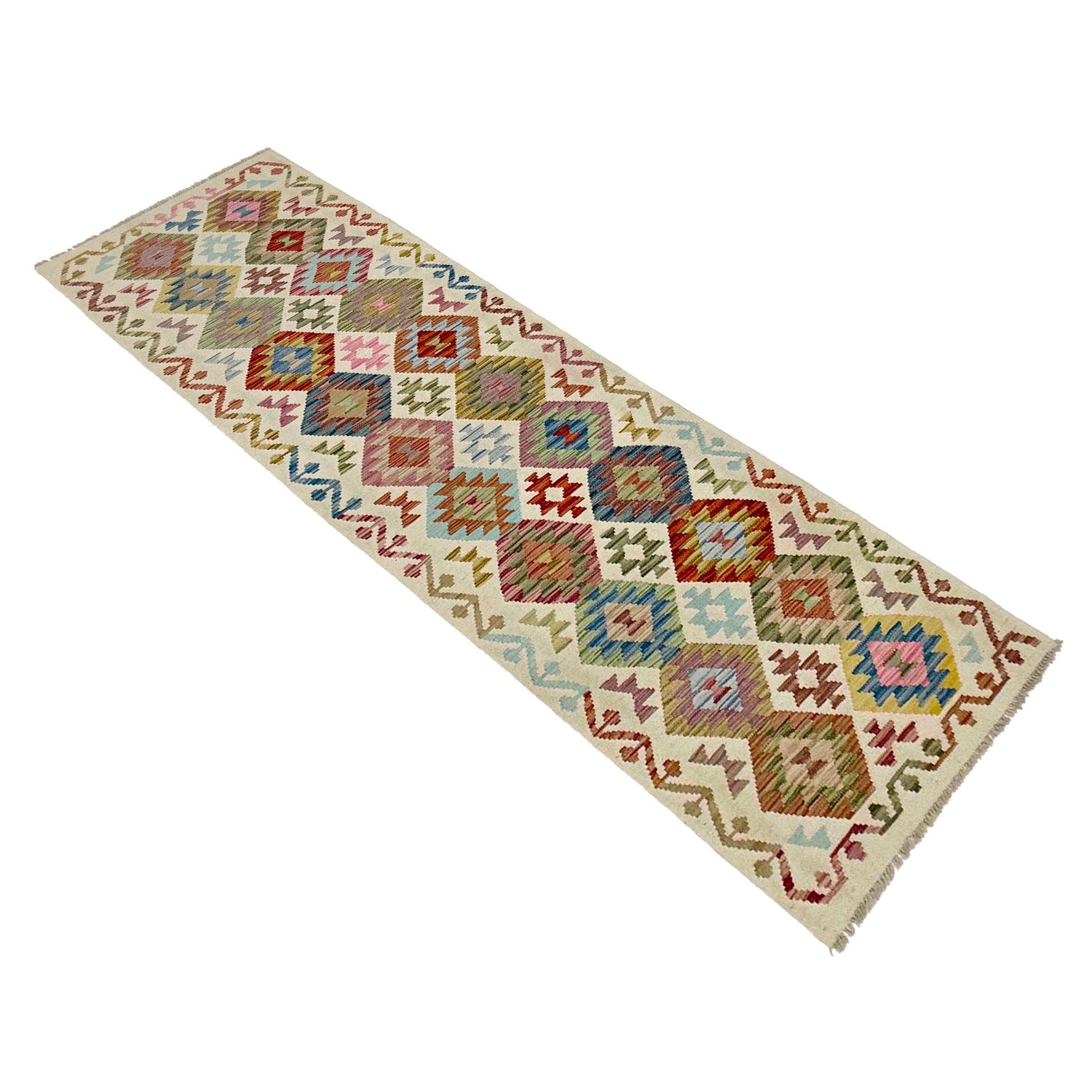 Handmade Multi Kilim Geometric 10' Runner