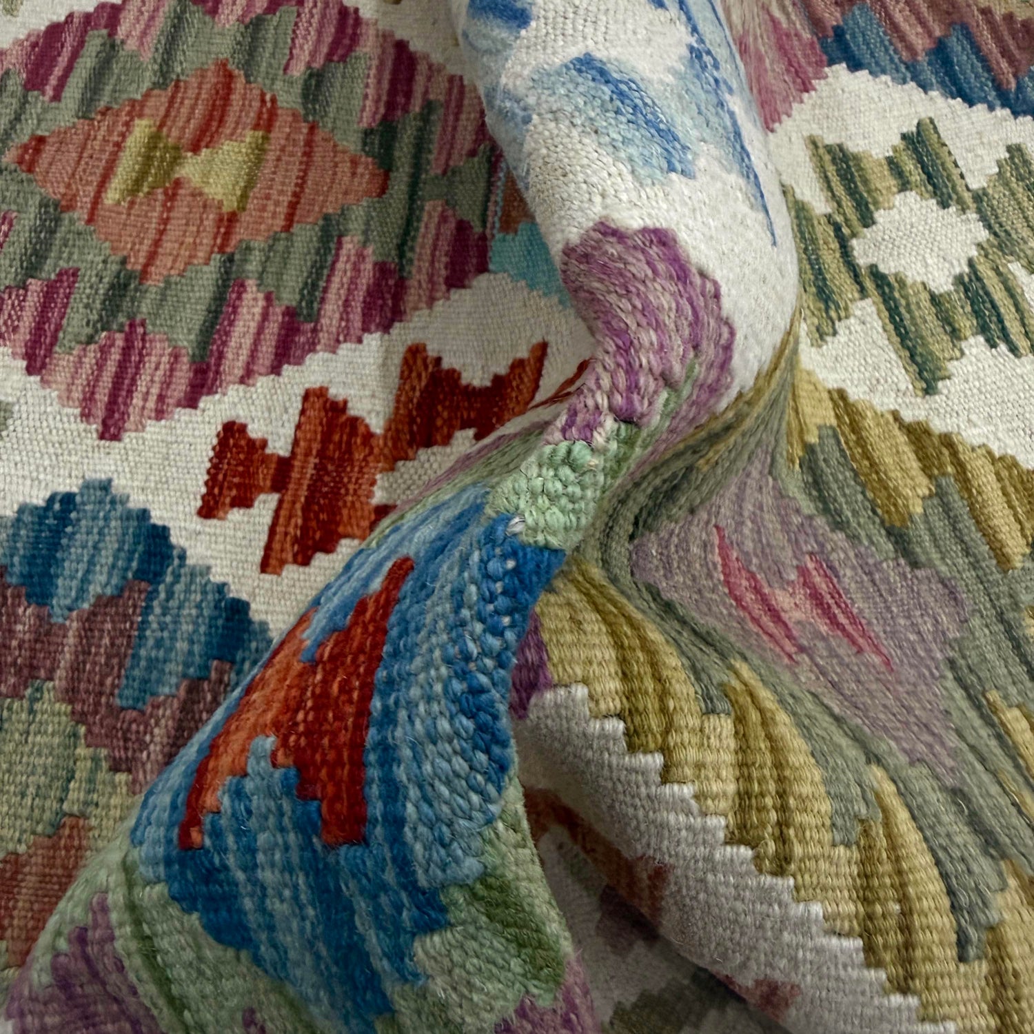 Handmade Multi Kilim Geometric 10' Runner