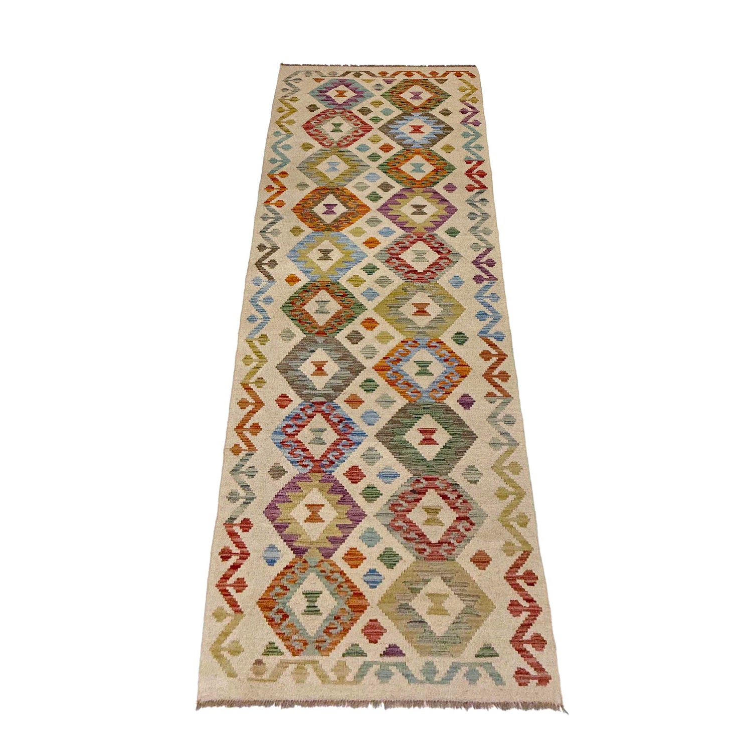 Handmade Multi Kilim Geometric 10' Runner