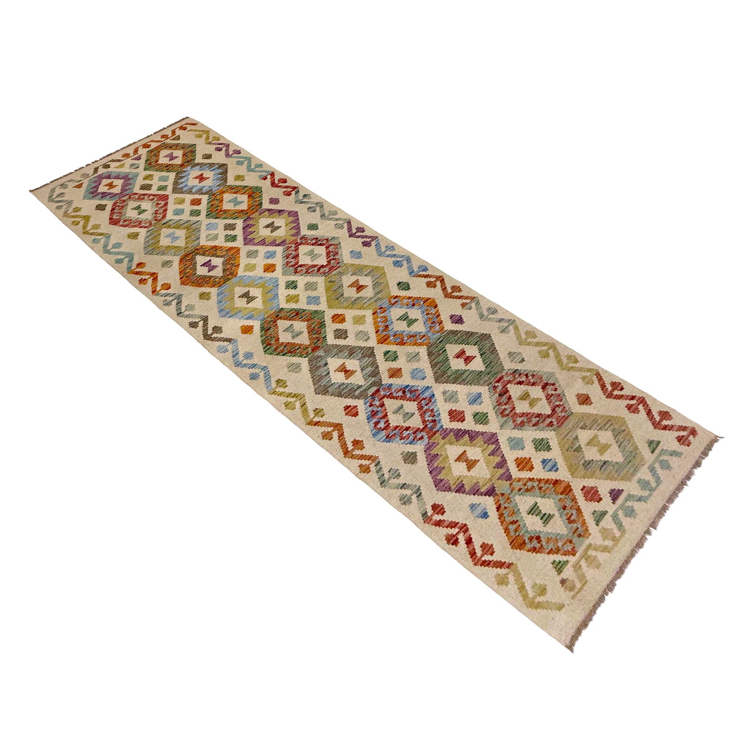 Handmade Multi Kilim Geometric 10' Runner