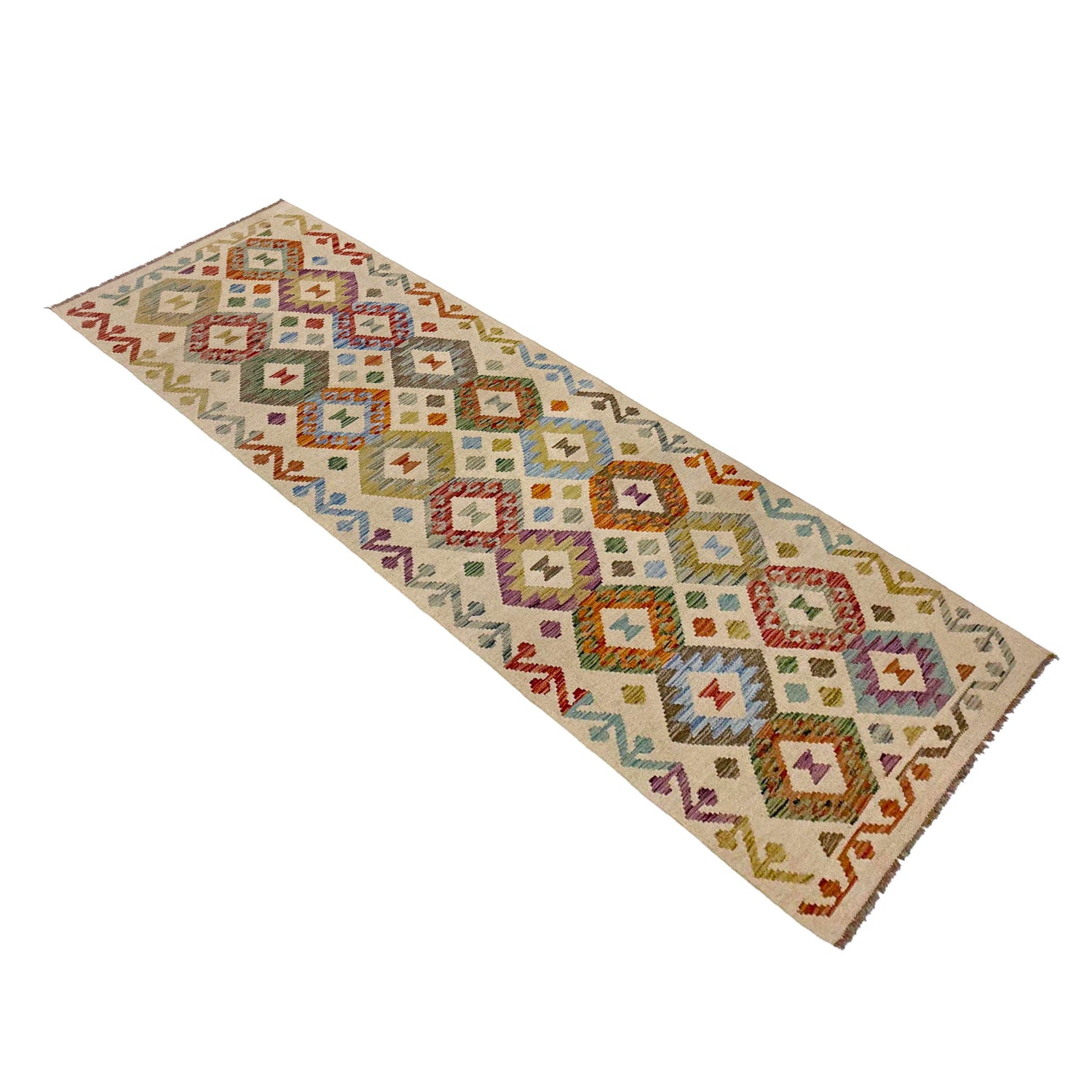 Handmade Multi Kilim Geometric 10' Runner