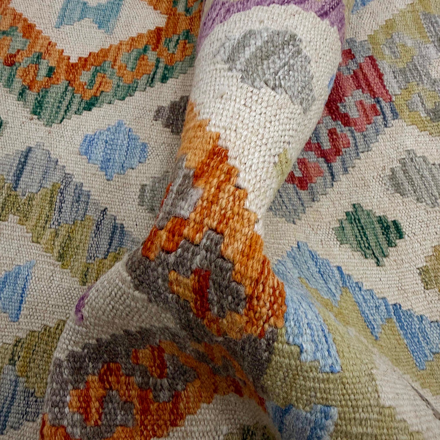 Handmade Multi Kilim Geometric 10' Runner