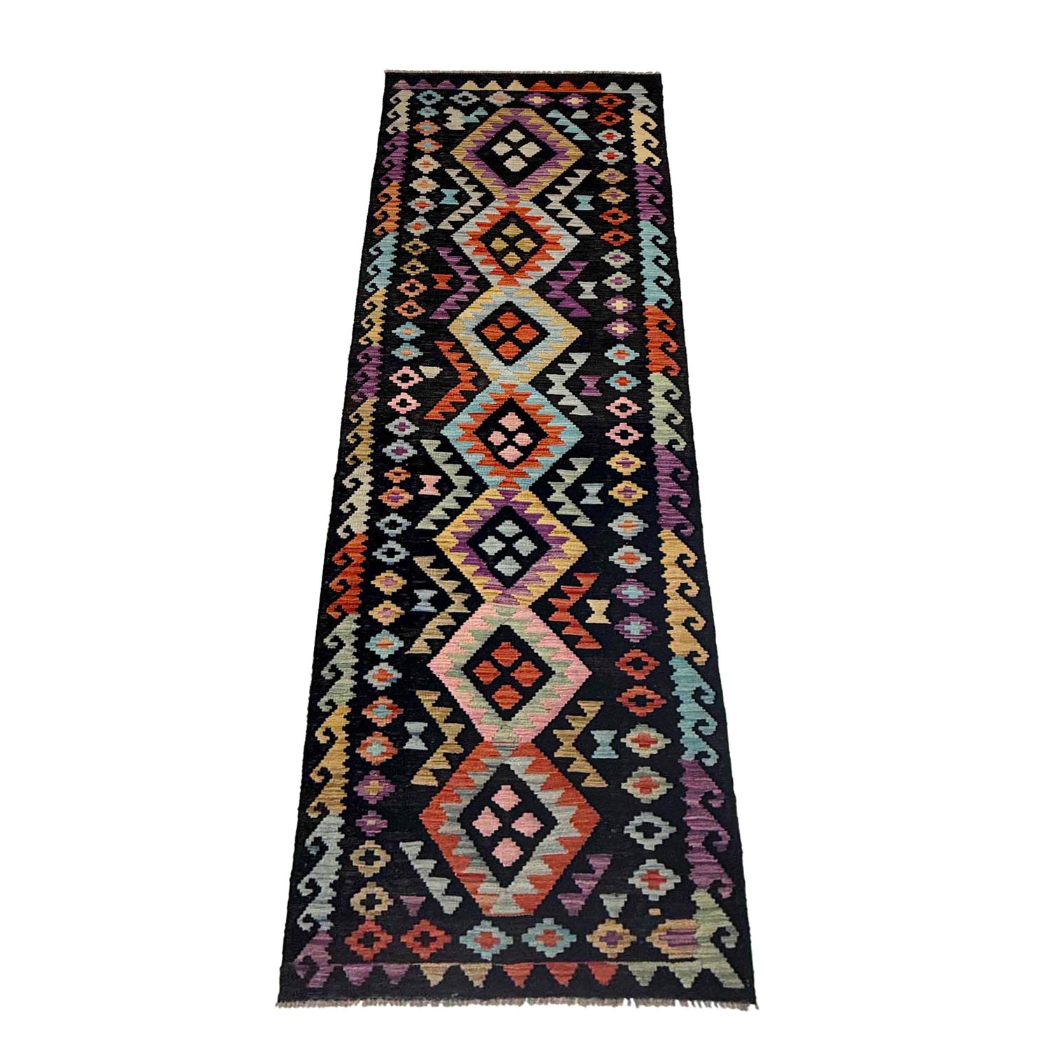 Handmade Multi Kilim Geometric 10' Runner