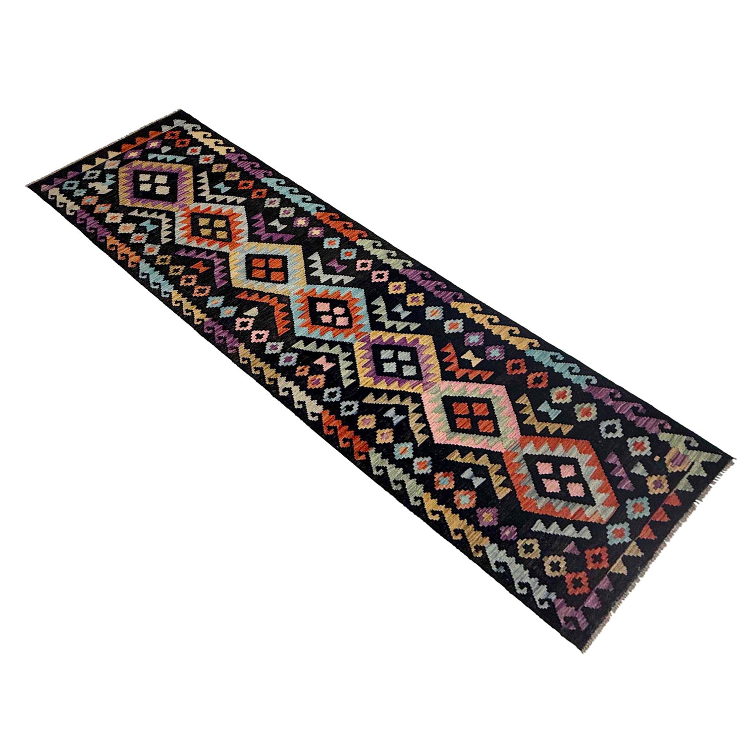 Handmade Multi Kilim Geometric 10' Runner