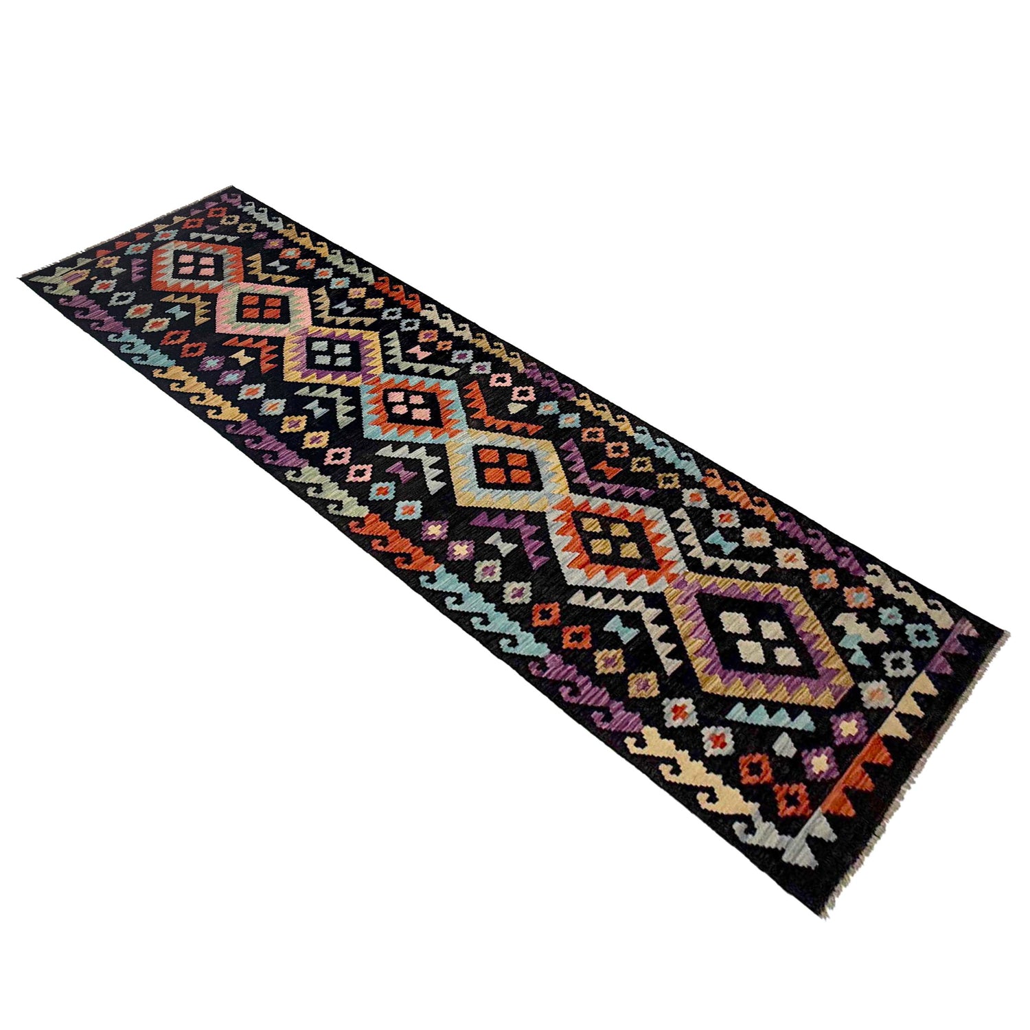 Handmade Multi Kilim Geometric 10' Runner