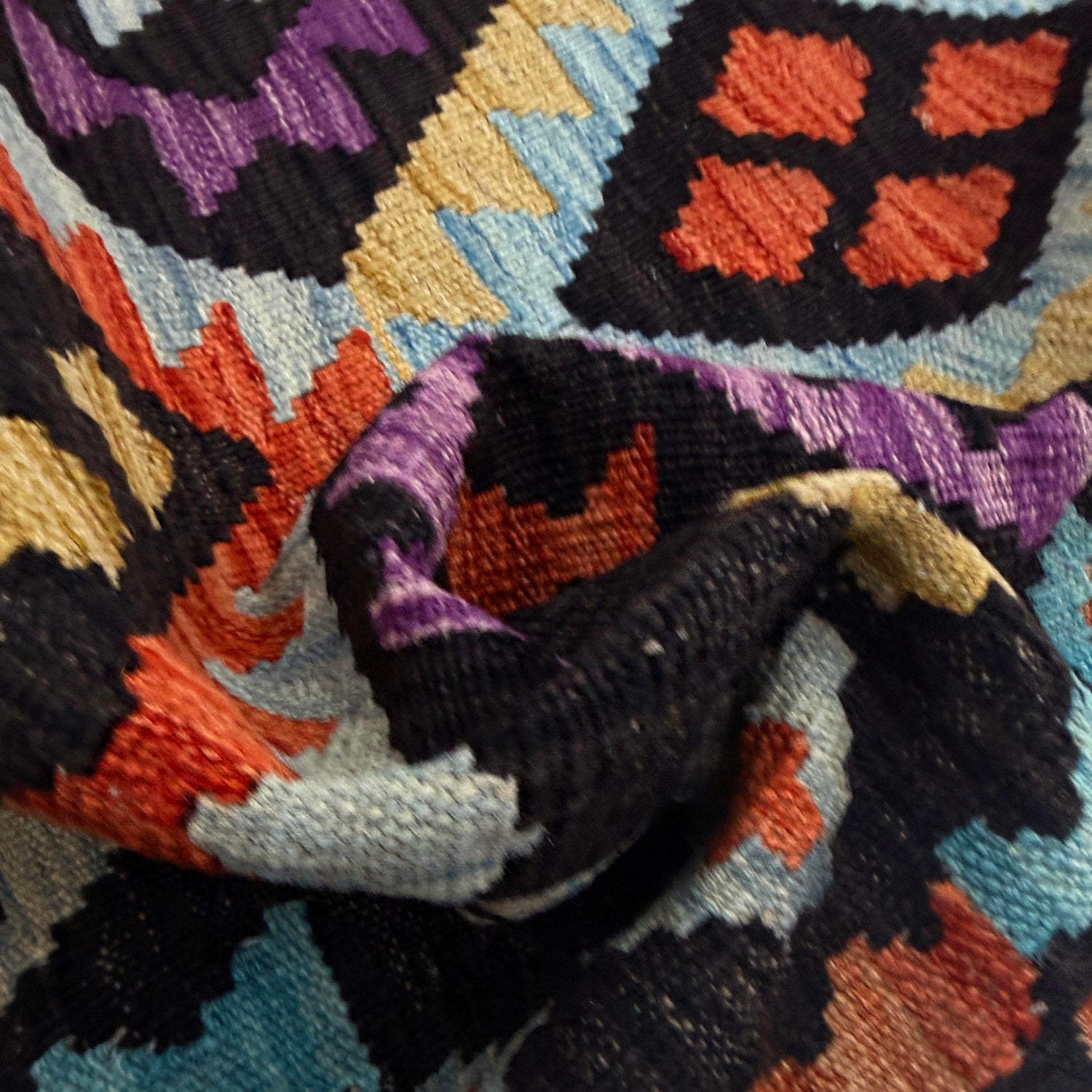 Handmade Multi Kilim Geometric 10' Runner