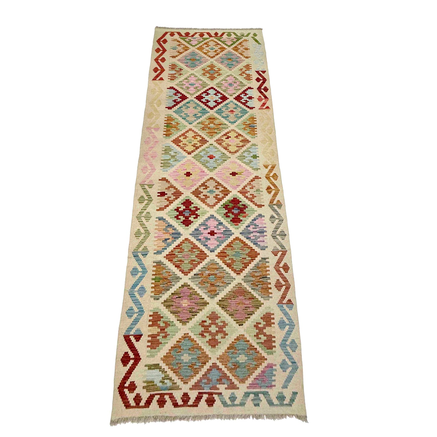 Handmade Multi Kilim Geometric 10' Runner
