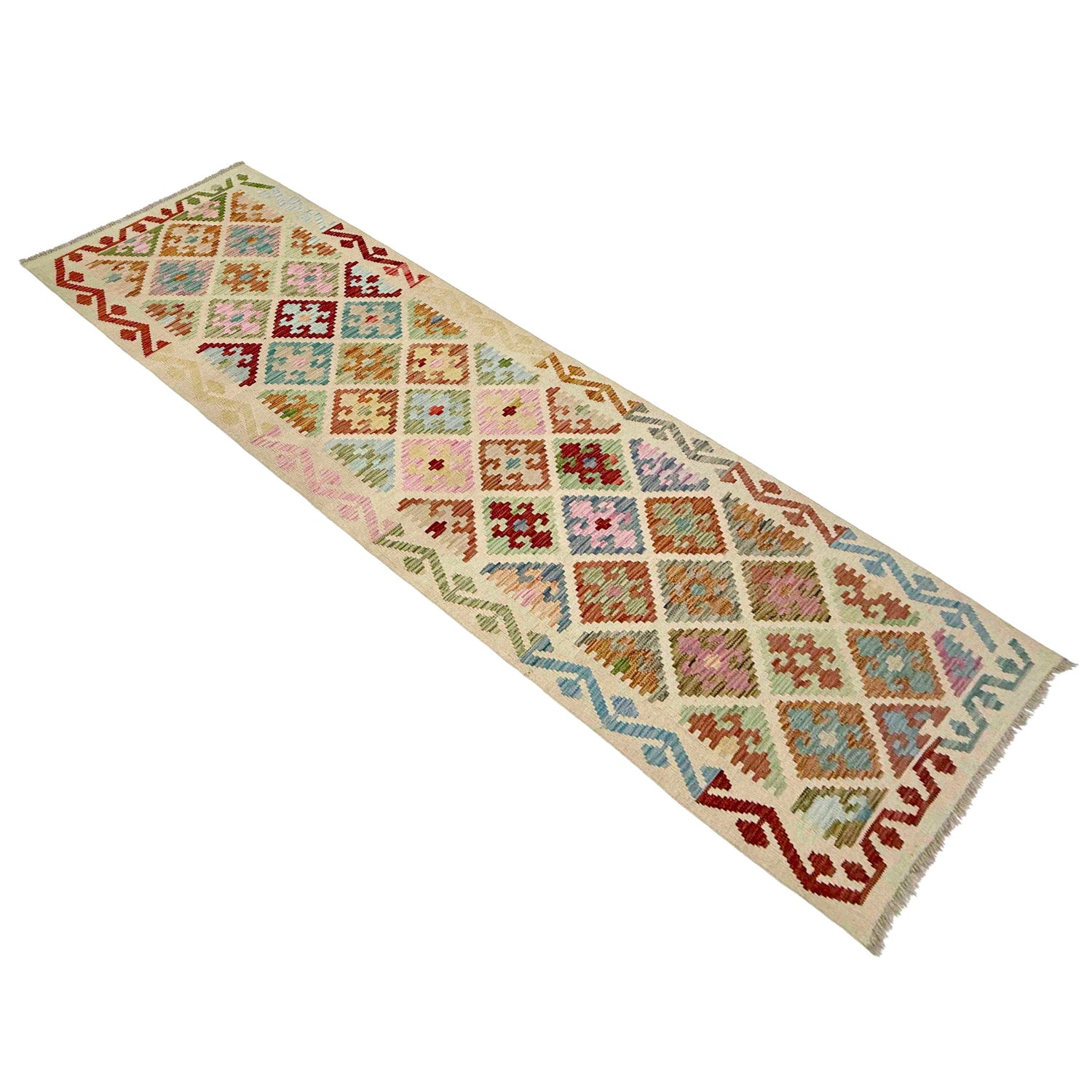 Handmade Multi Kilim Geometric 10' Runner