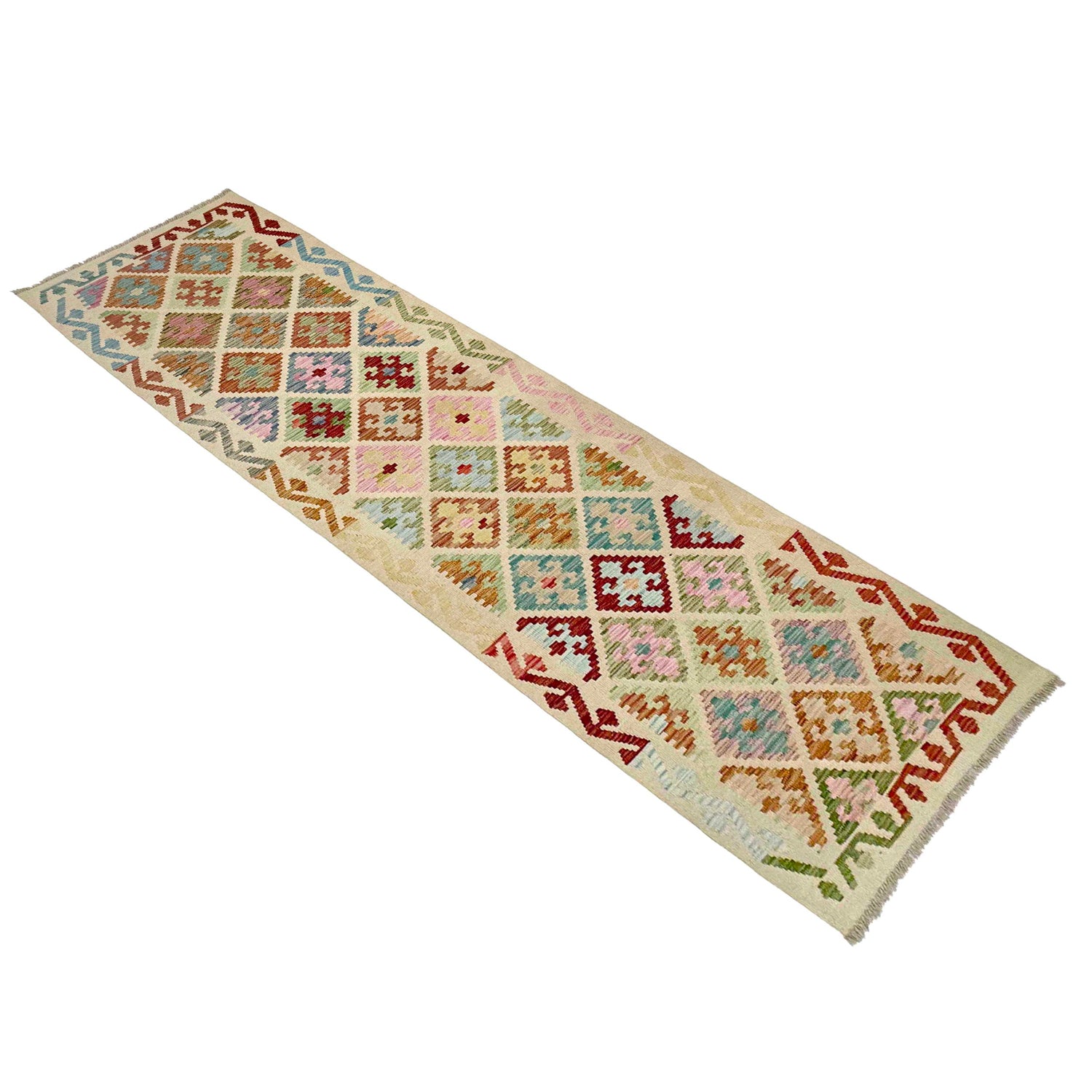 Handmade Multi Kilim Geometric 10' Runner