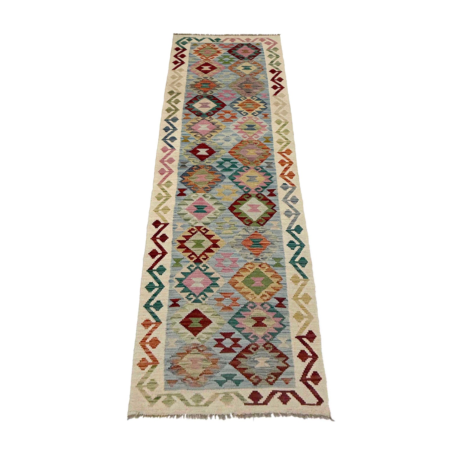 Handmade Multi Kilim Geometric 10' Runner