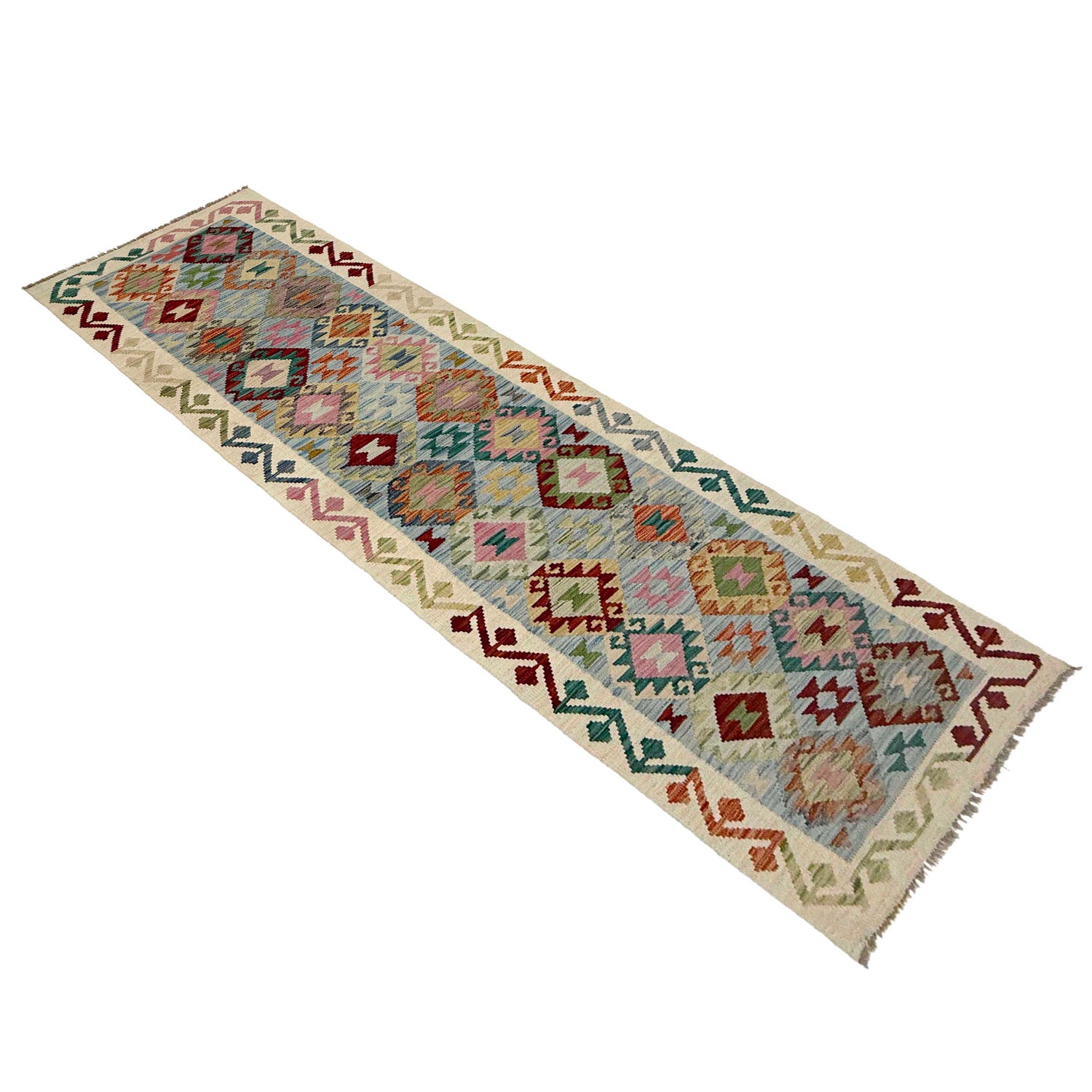 Handmade Multi Kilim Geometric 10' Runner