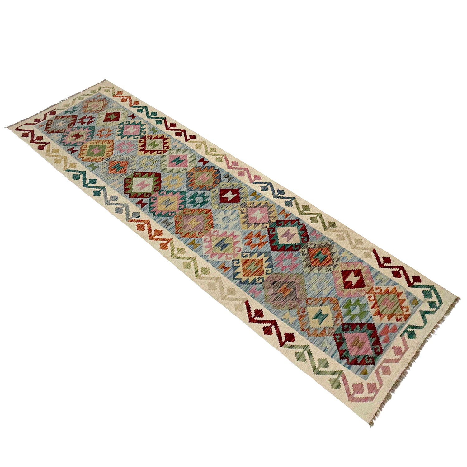 Handmade Multi Kilim Geometric 10' Runner