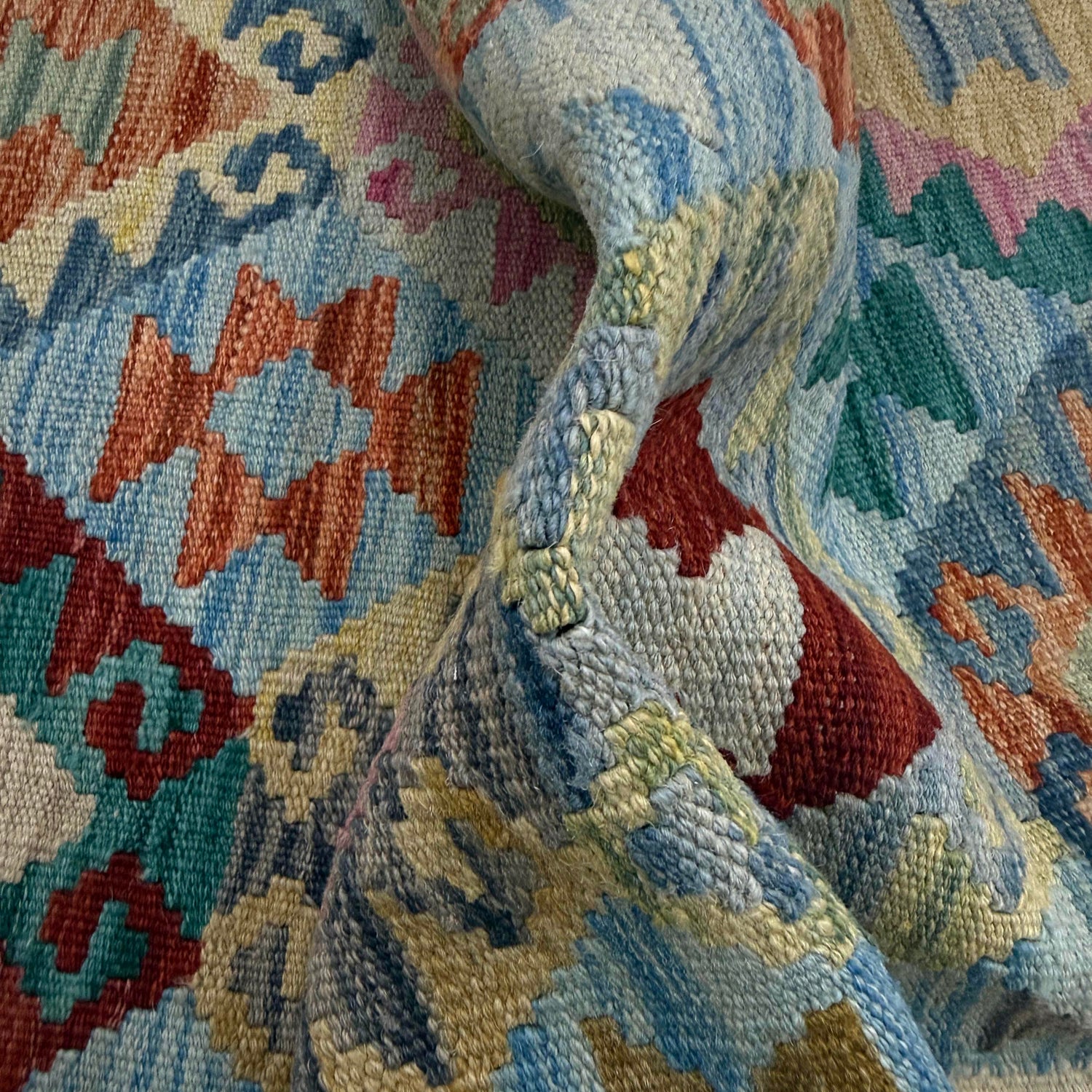 Handmade Multi Kilim Geometric 10' Runner