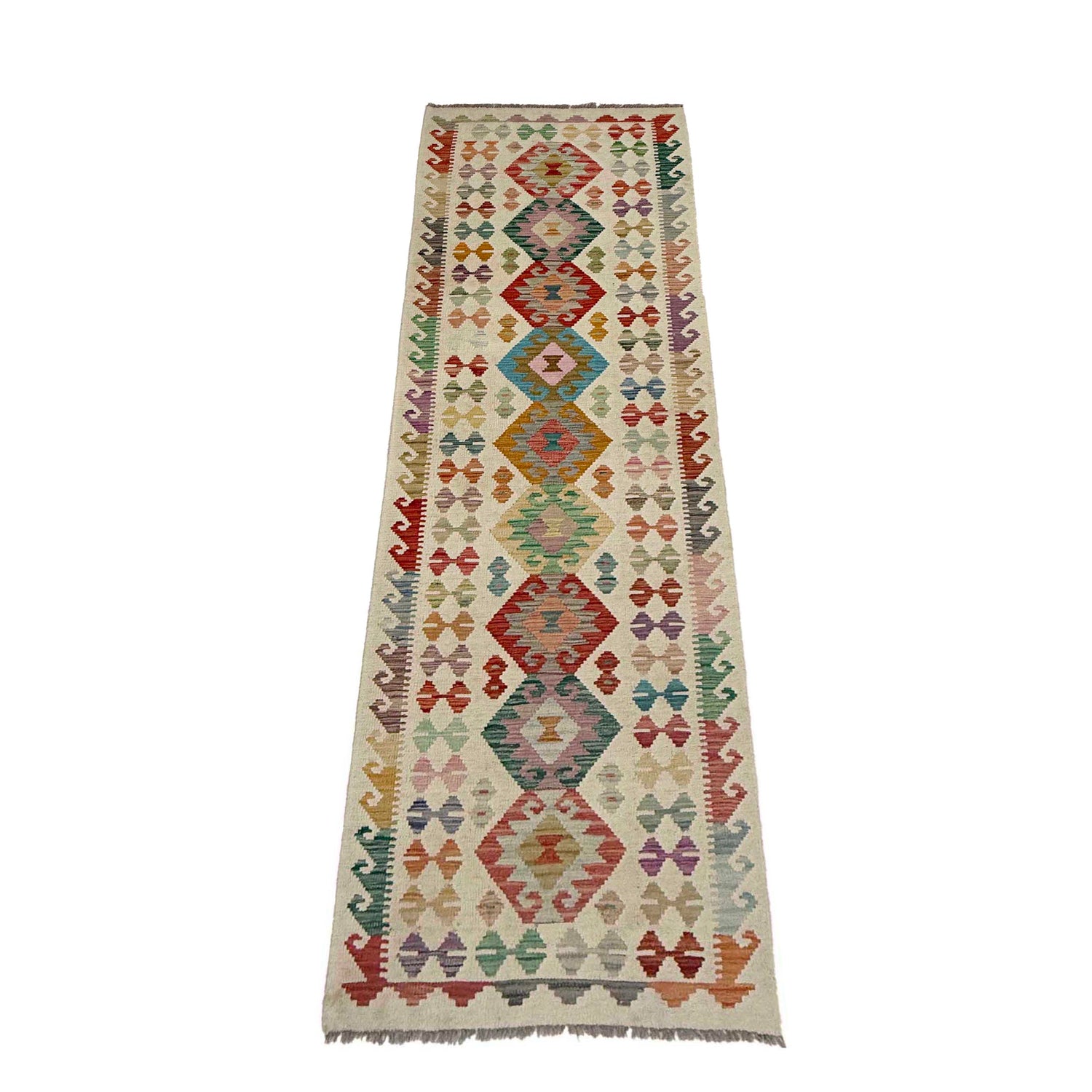 Handmade Multi Kilim Geometric 10' Runner