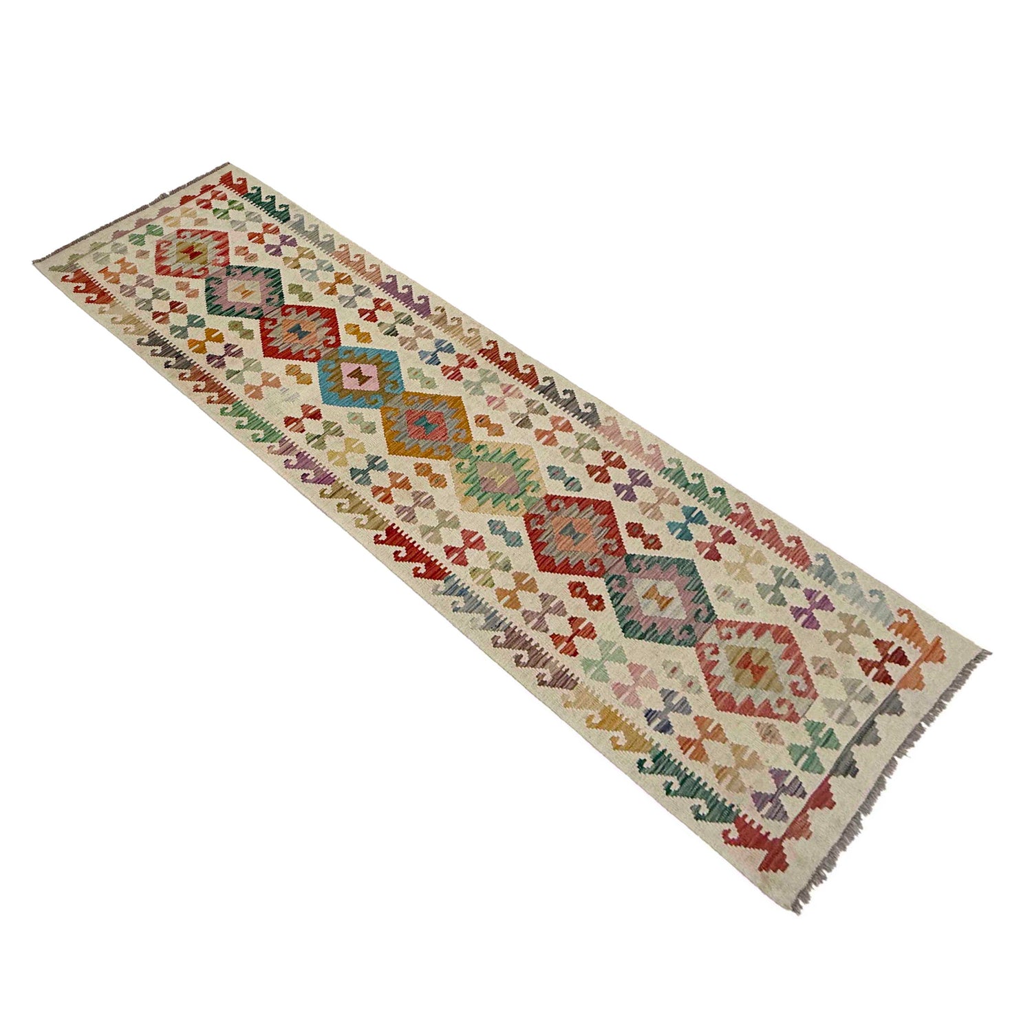 Handmade Multi Kilim Geometric 10' Runner