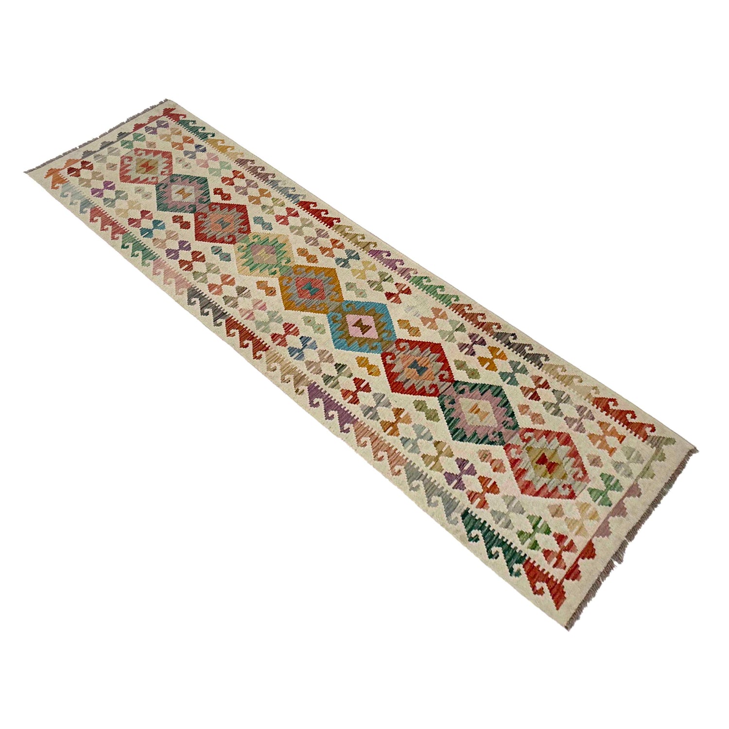 Handmade Multi Kilim Geometric 10' Runner