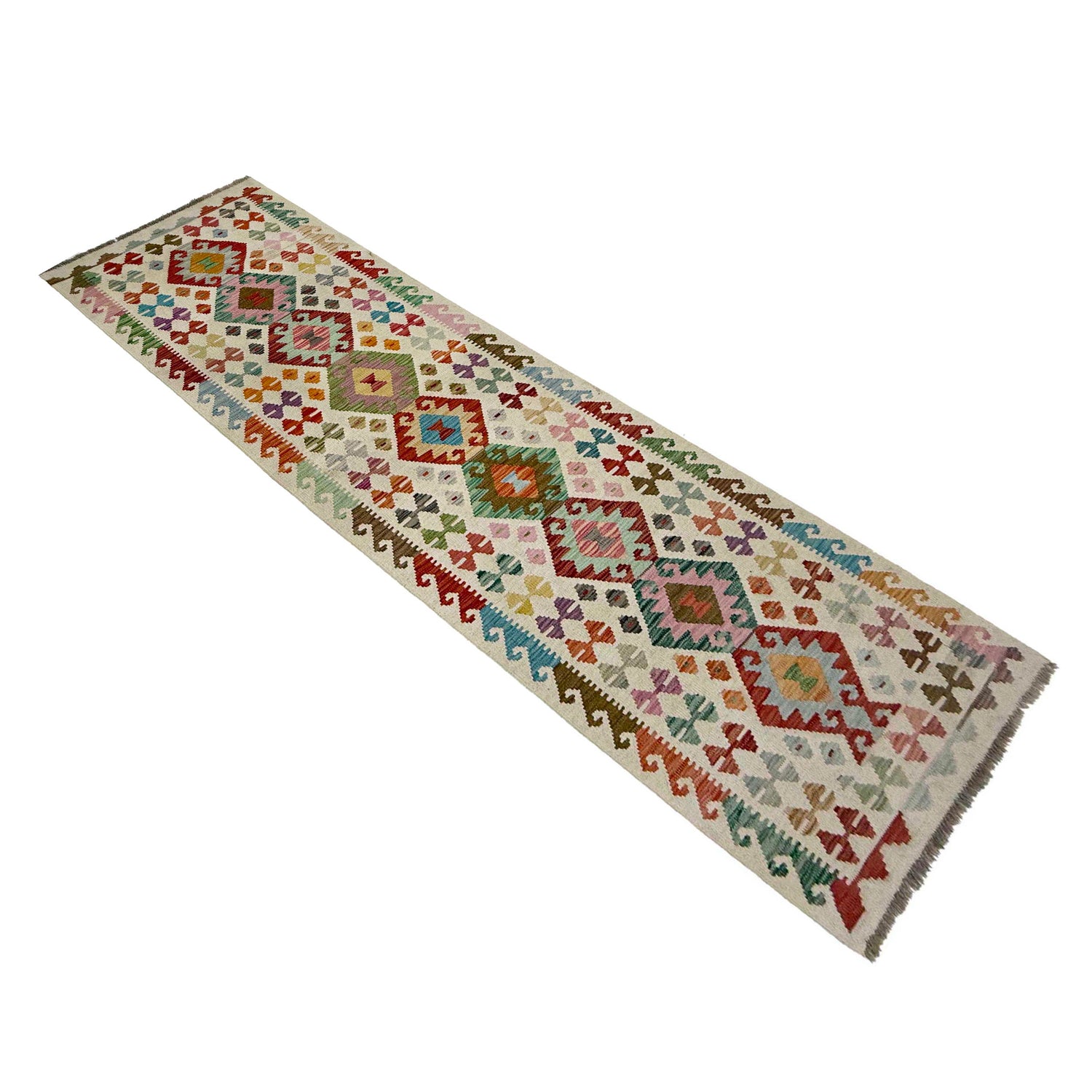 Handmade Multi Kilim Geometric 10' Runner