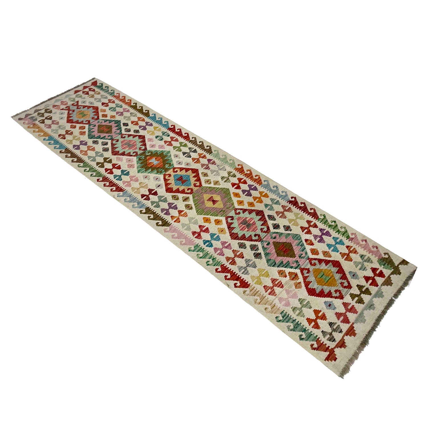 Handmade Multi Kilim Geometric 10' Runner