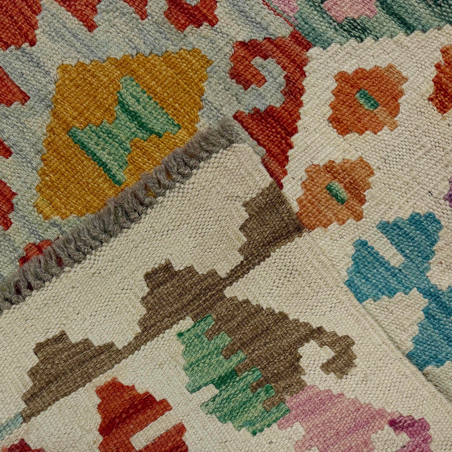 Handmade Multi Kilim Geometric 10' Runner
