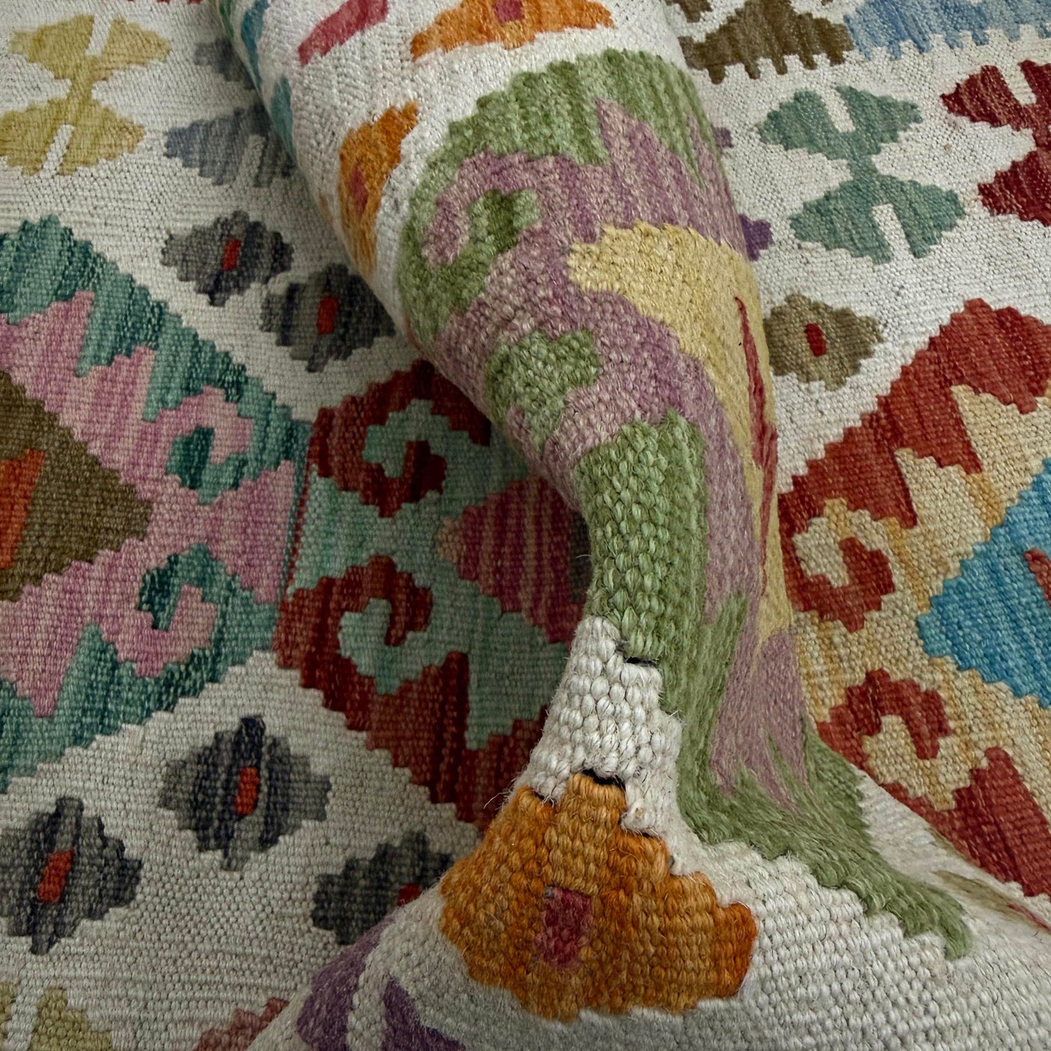 Handmade Multi Kilim Geometric 10' Runner