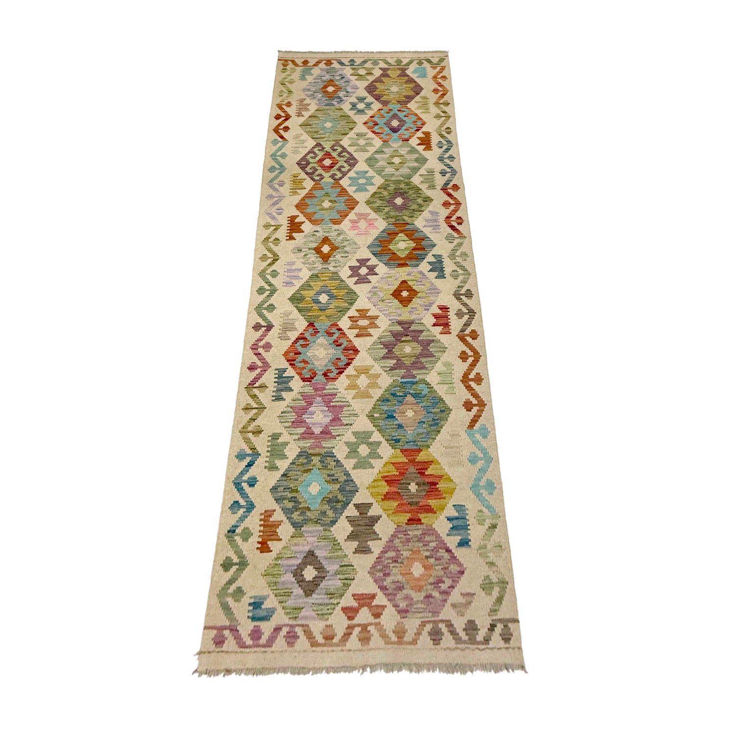 Handmade Multi Kilim Geometric 10' Runner